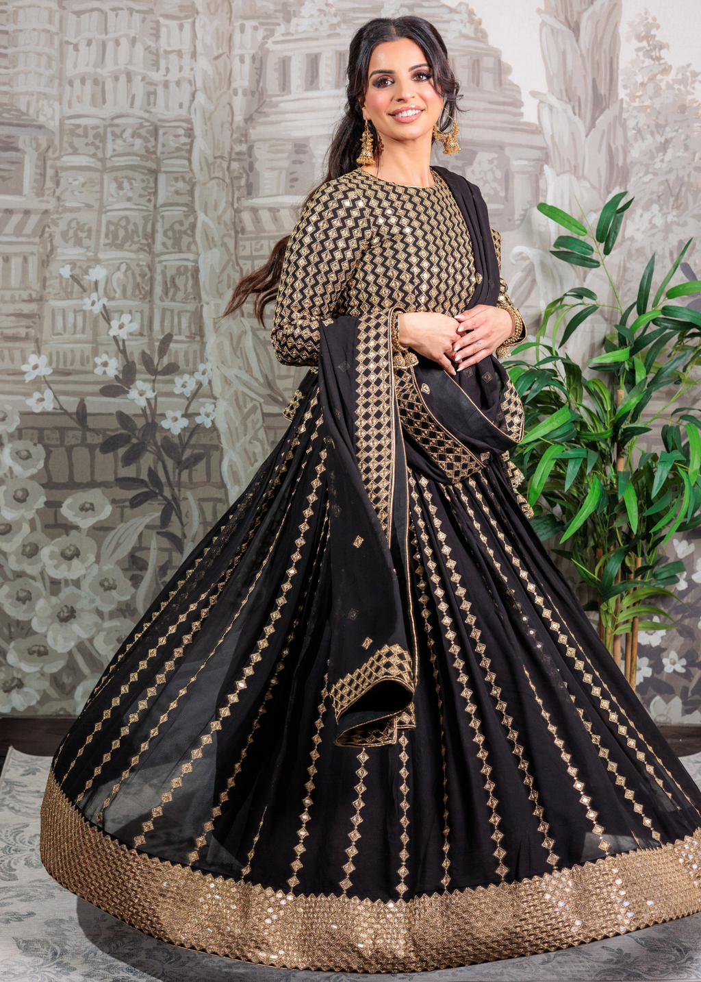 Karina Luxury Black & Gold Lehnga (sizes 6-14)