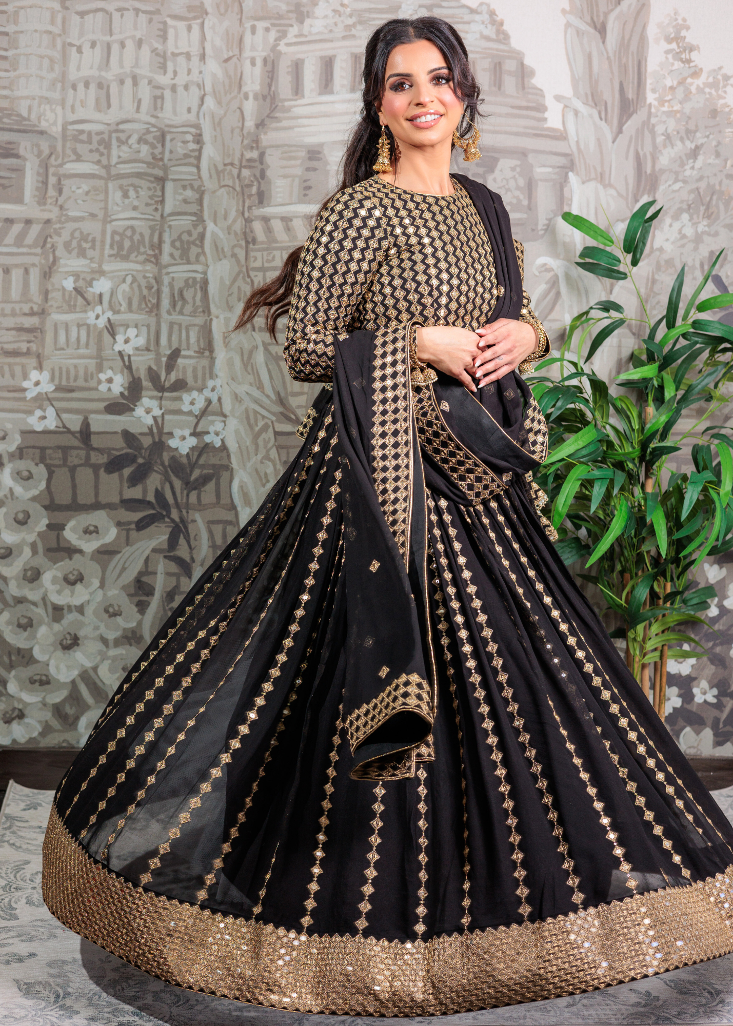 Karina Luxury Black & Gold Lehnga (sizes 6-14)