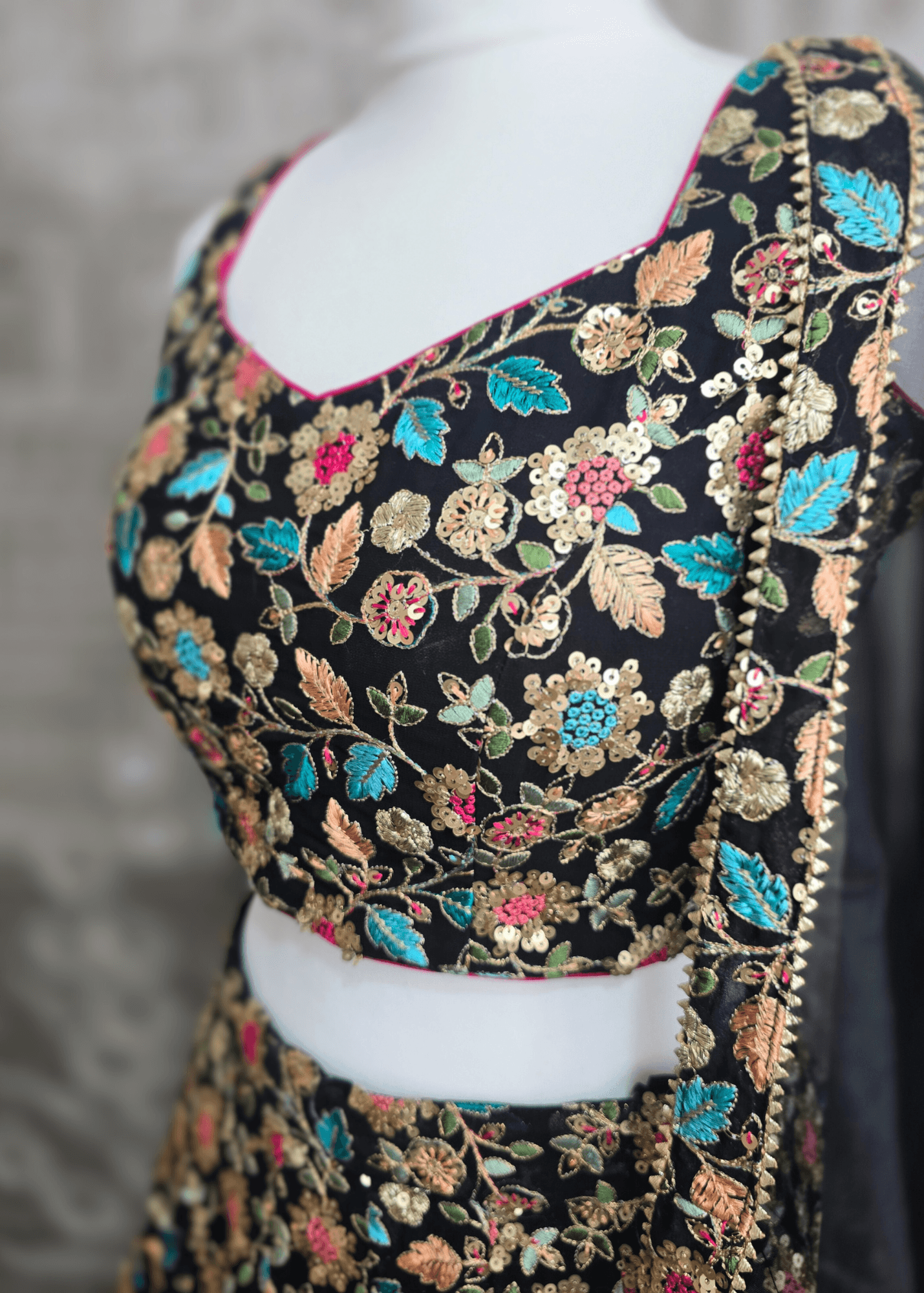 Aditi Luxury Black Multicolour Lehnga (sizes 6-16)