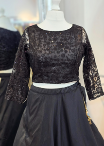 Ayesha Black Net Long sleeved Blouse (size 4-24)