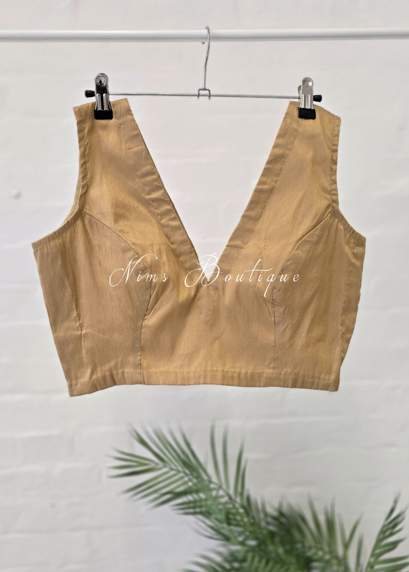 Gold Luxury Silk V Neck Blouse (size 4-12)