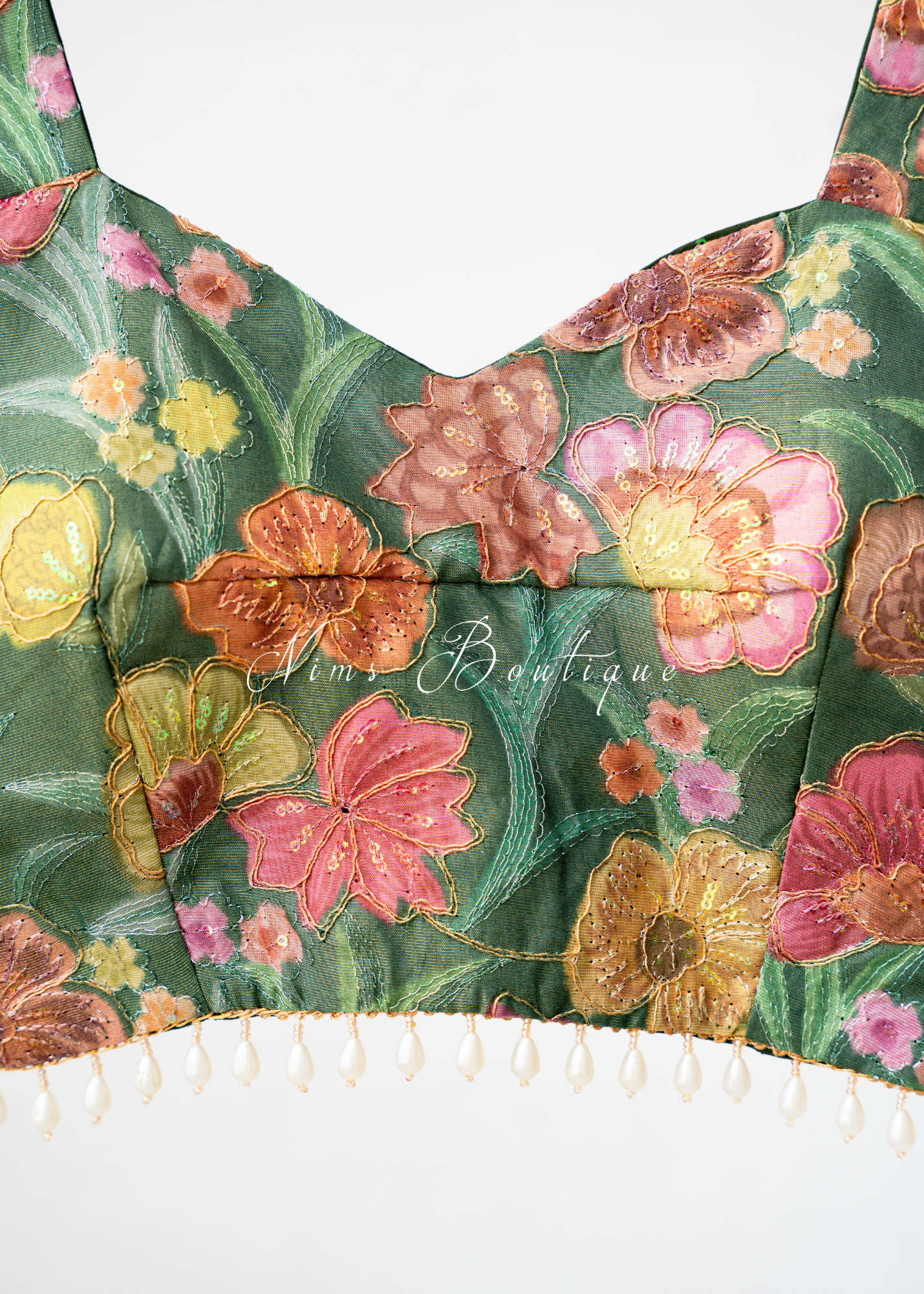 Willow NB Green Floral Blouse (one size)