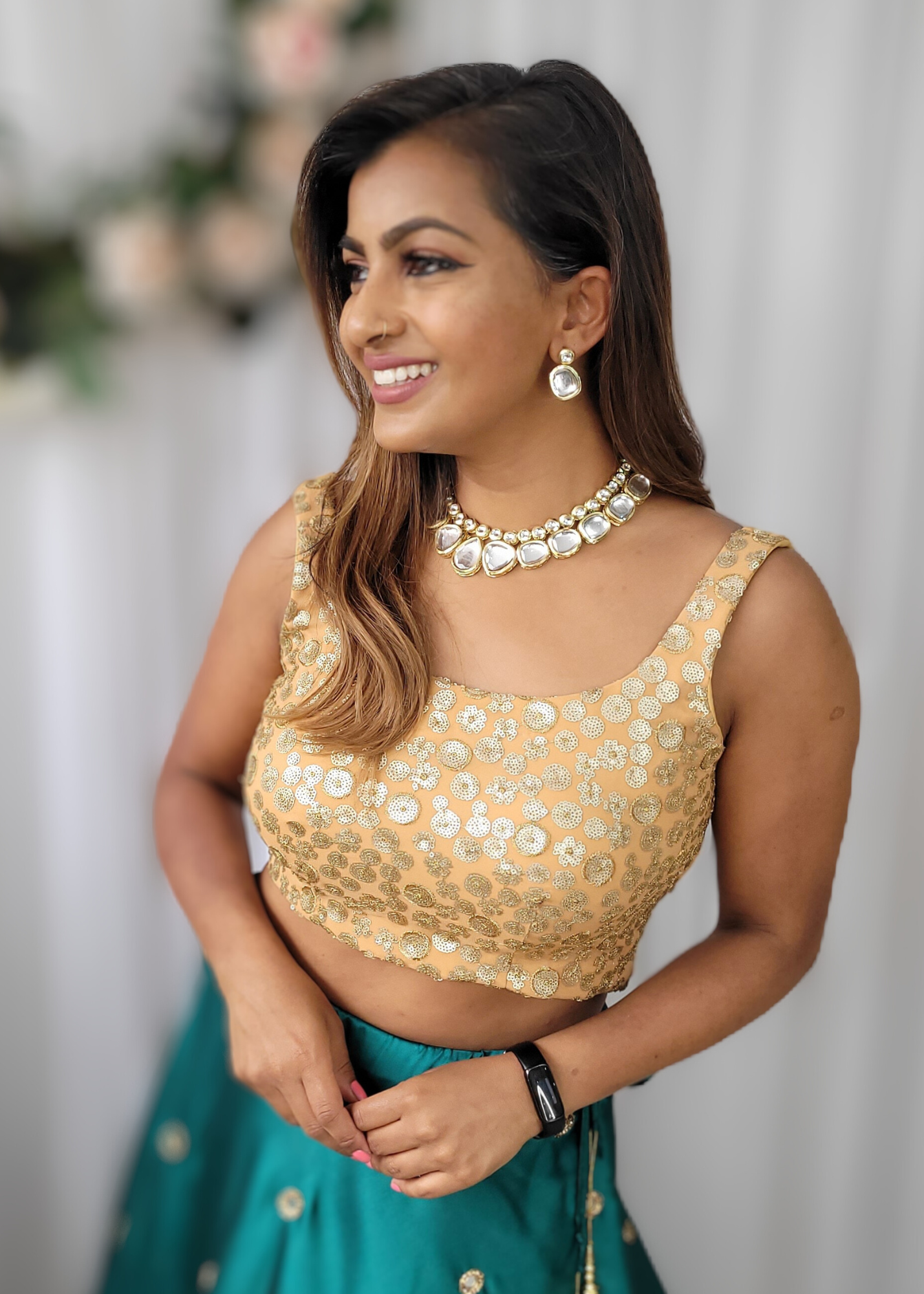 Luxury NB Gold Sequin Bow Blouse (size 4-20)