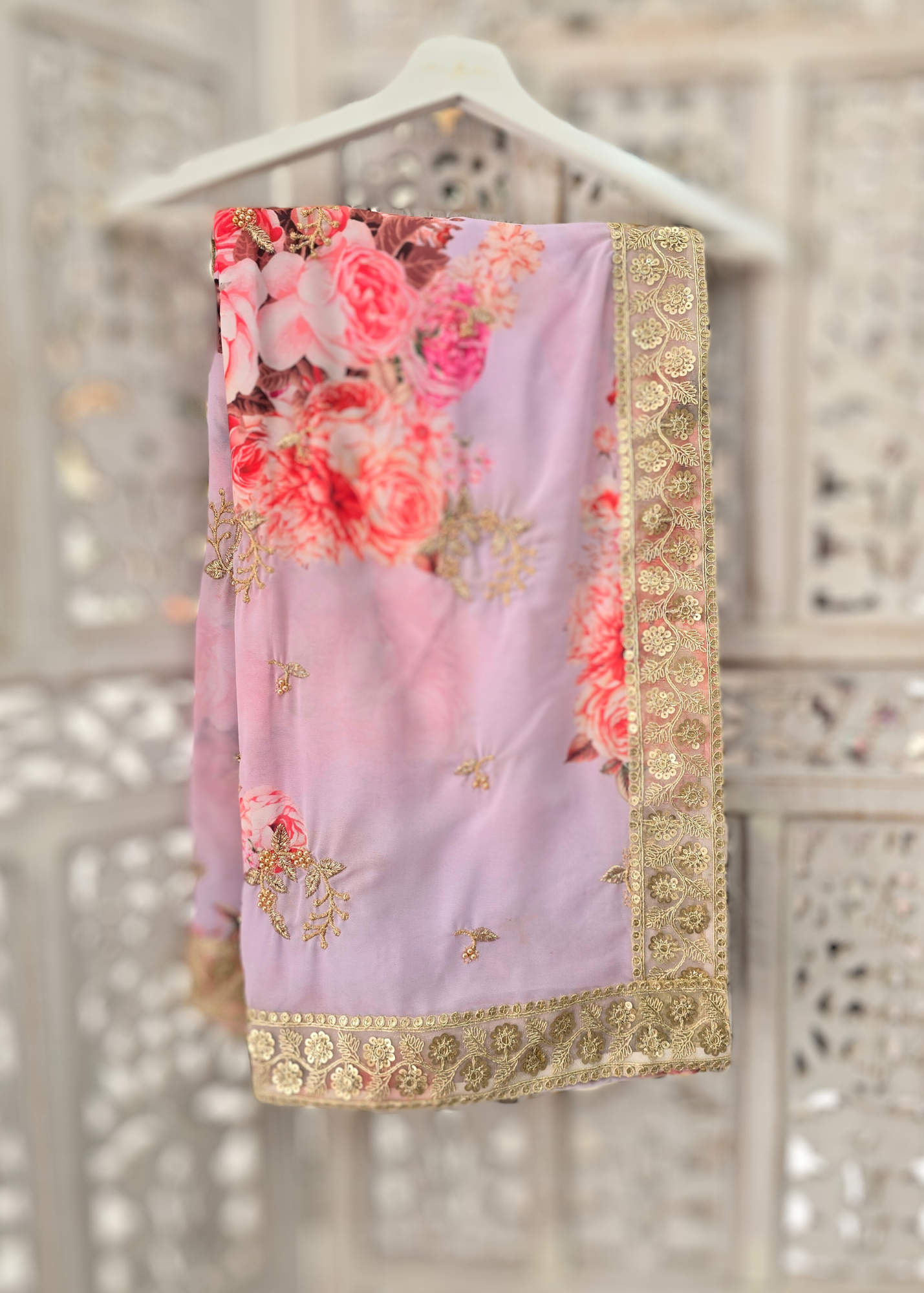 Limited Edition Lilac Floral Georgette Dupatta/Chunni