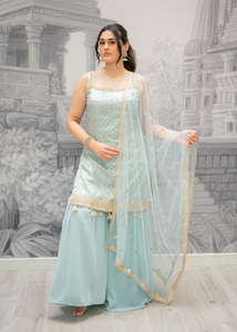 Lilac Brocade Sharara Suit (Size 10-12)