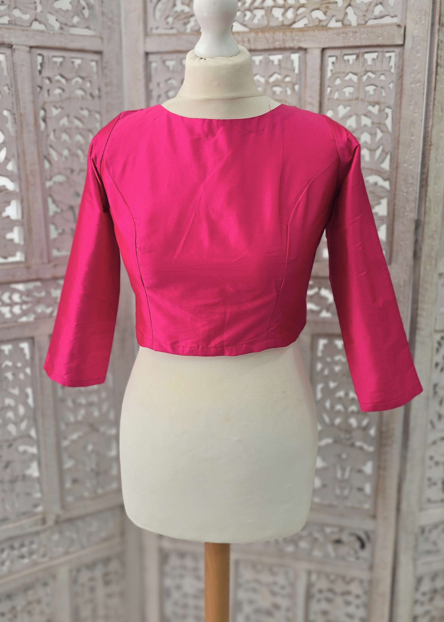 Hot Pink Silk Blouse with sleeves (4-14)