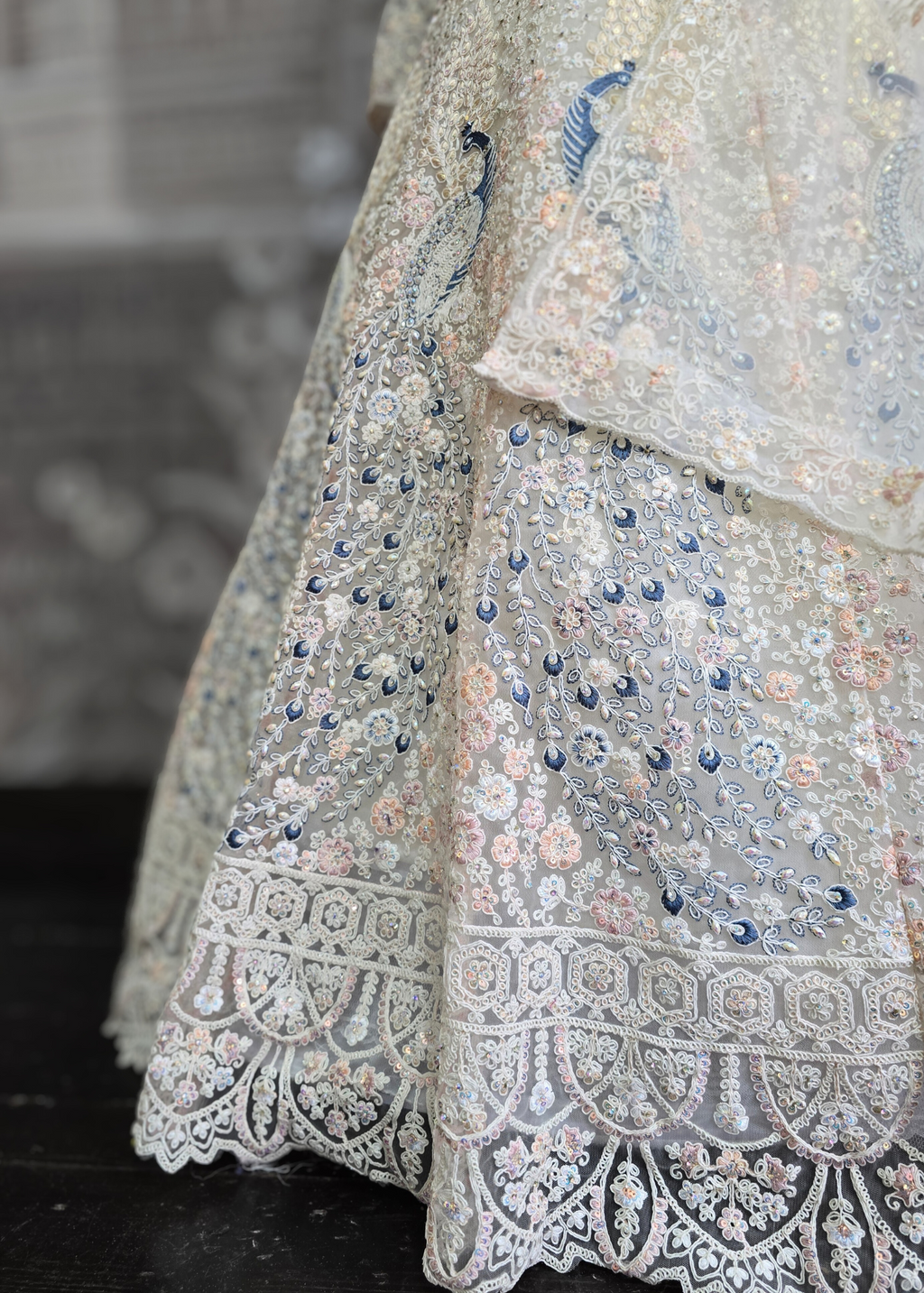 Luxury Ivory Peacock Lehenga (size 12)