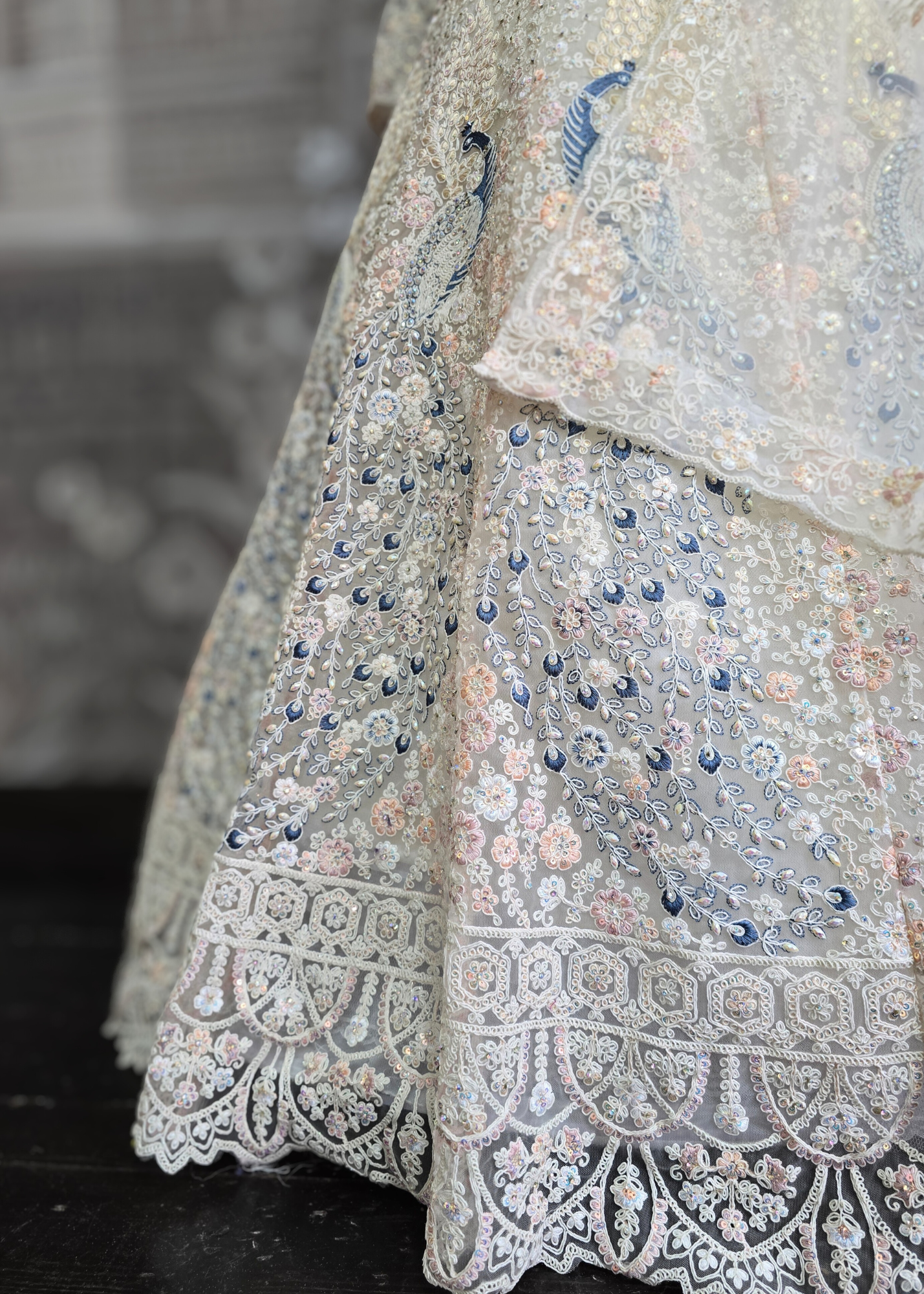 Luxury Ivory Peacock Lehenga (size 12)