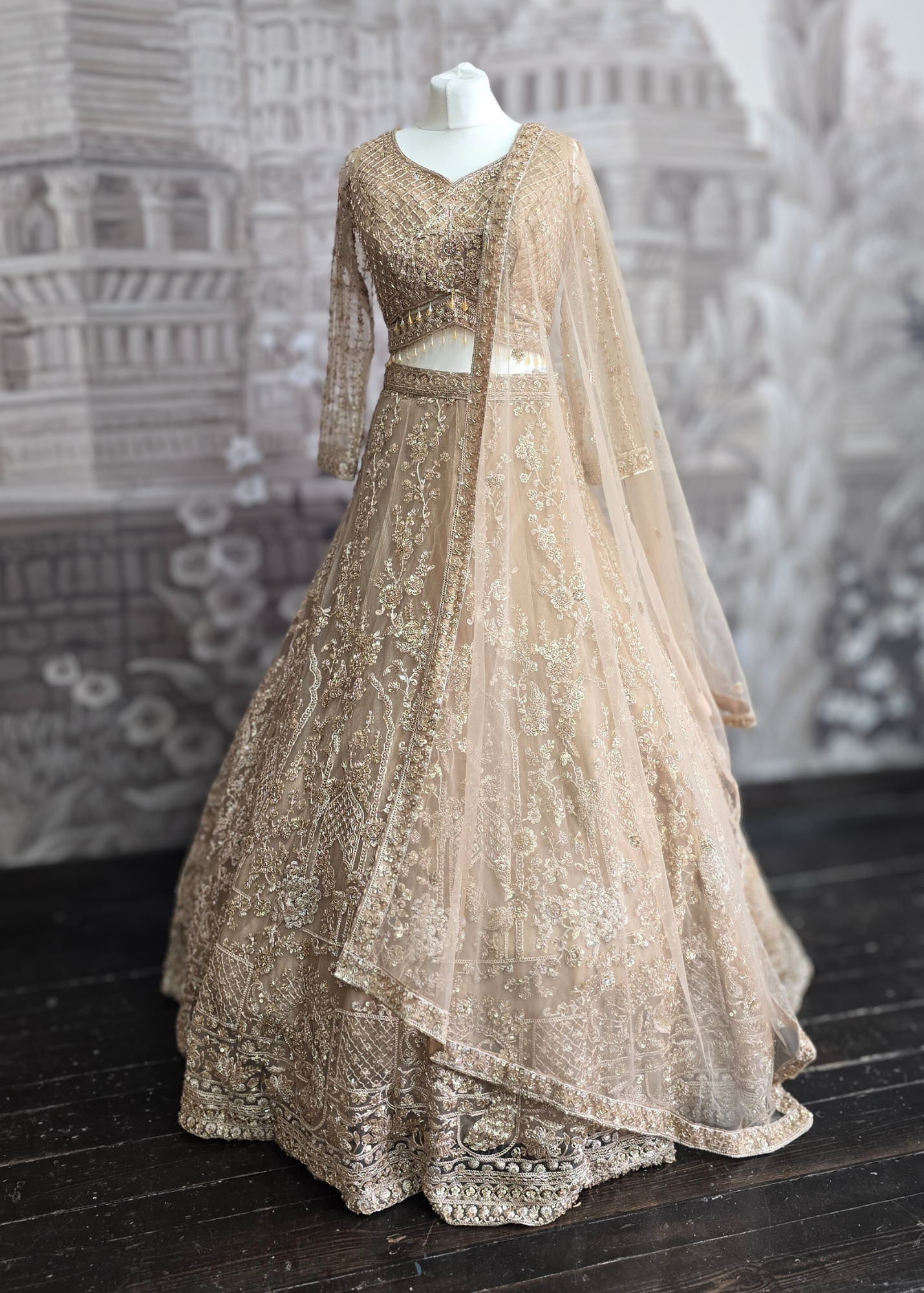 Luxury Champagne Gold Lehenga (size 12)