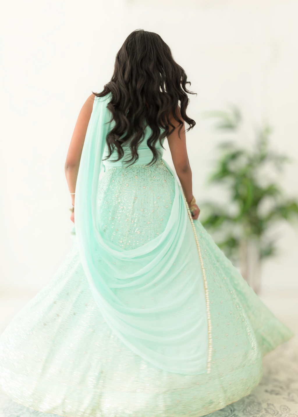 Arya Mint & Gold Sequin Luxury Skirt (sizes 4-14)