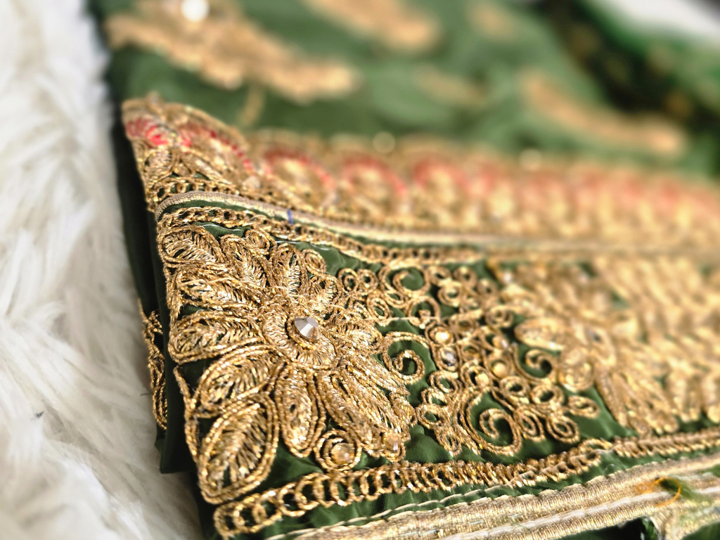 Unstitched Dark Green Embroidered Suit