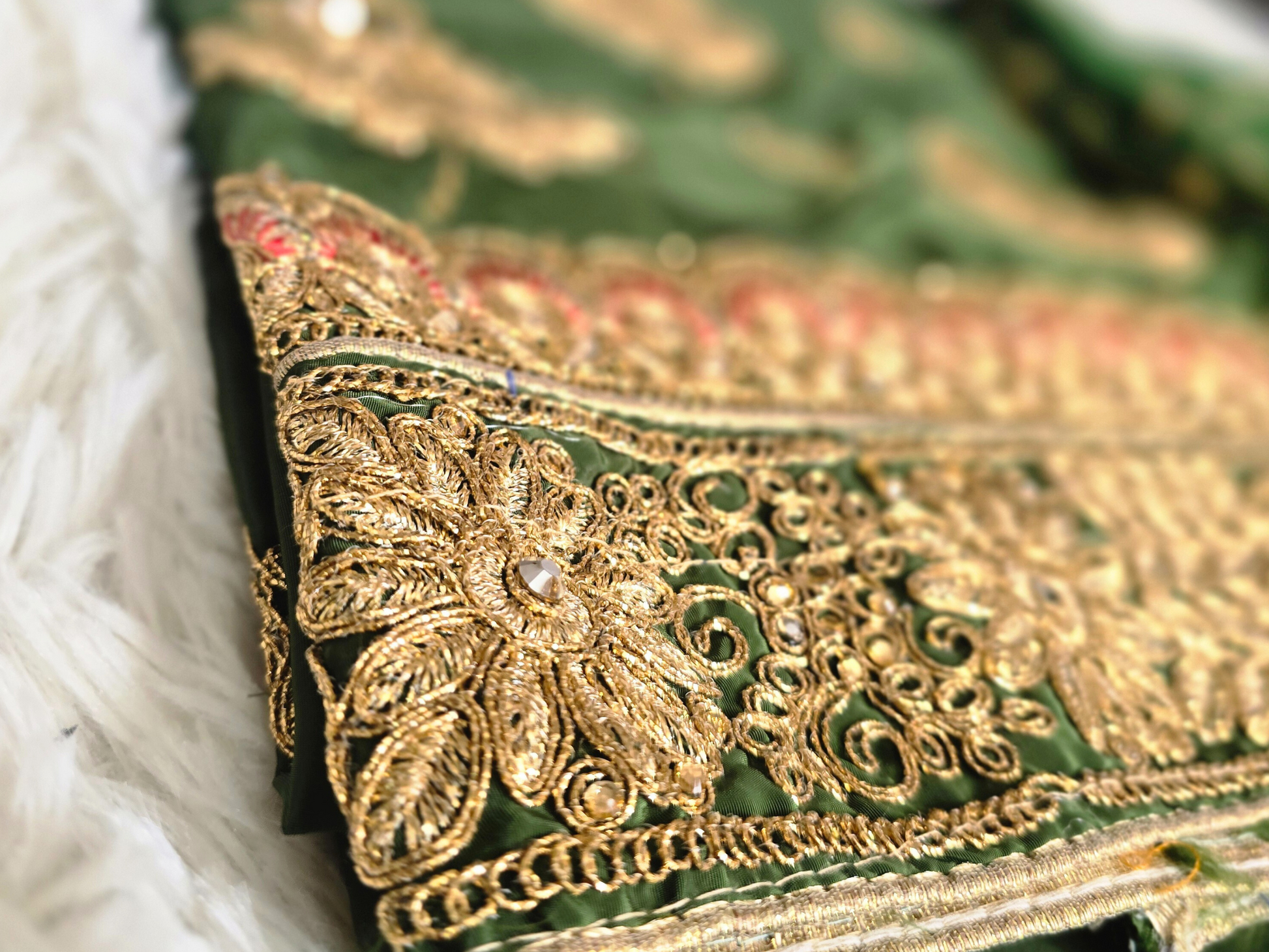 Unstitched Dark Green Embroidered Suit