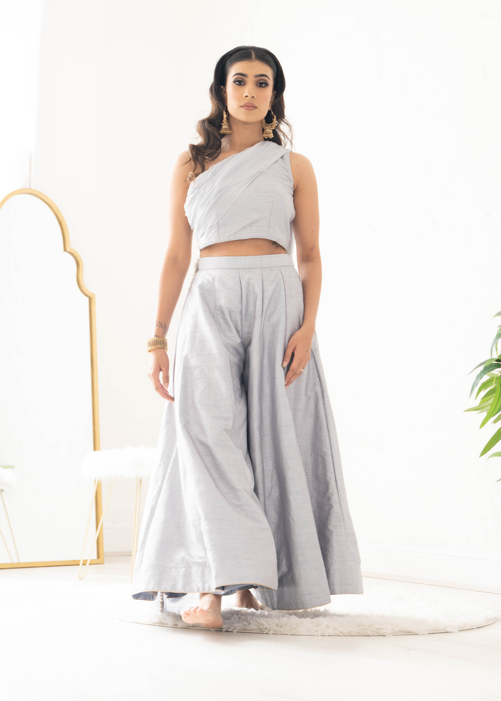 Arya Grey Flared Trousers (sizes 4-16)