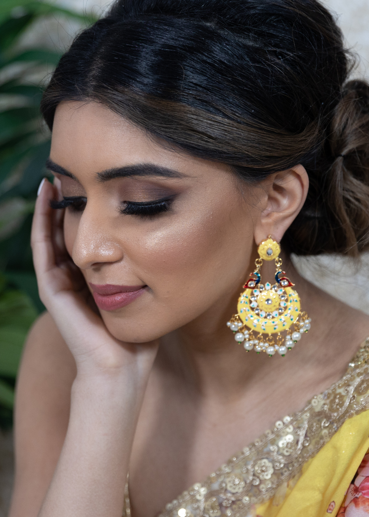 Moorni Lemon Yellow Meenakari Peacock Earrings