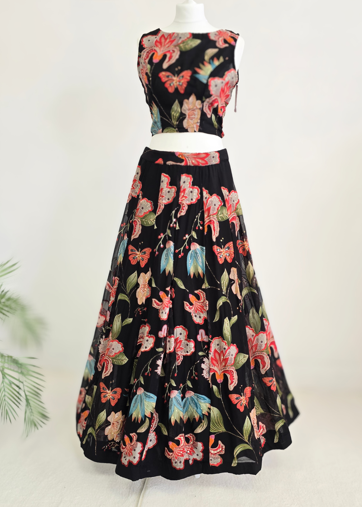 Lillianna Black Floral readymade trousers (size 4-18)