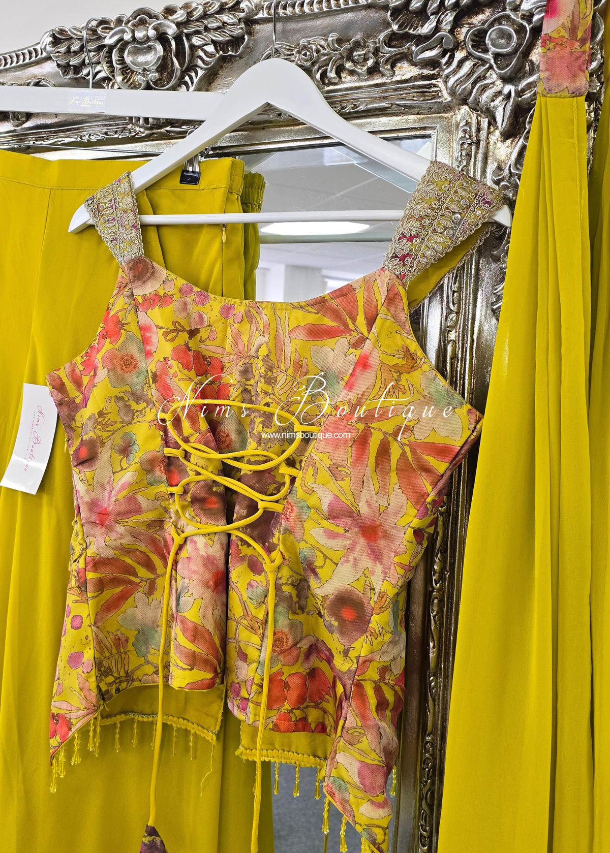 Yellow Floral Sharara Suit (size 10-12)