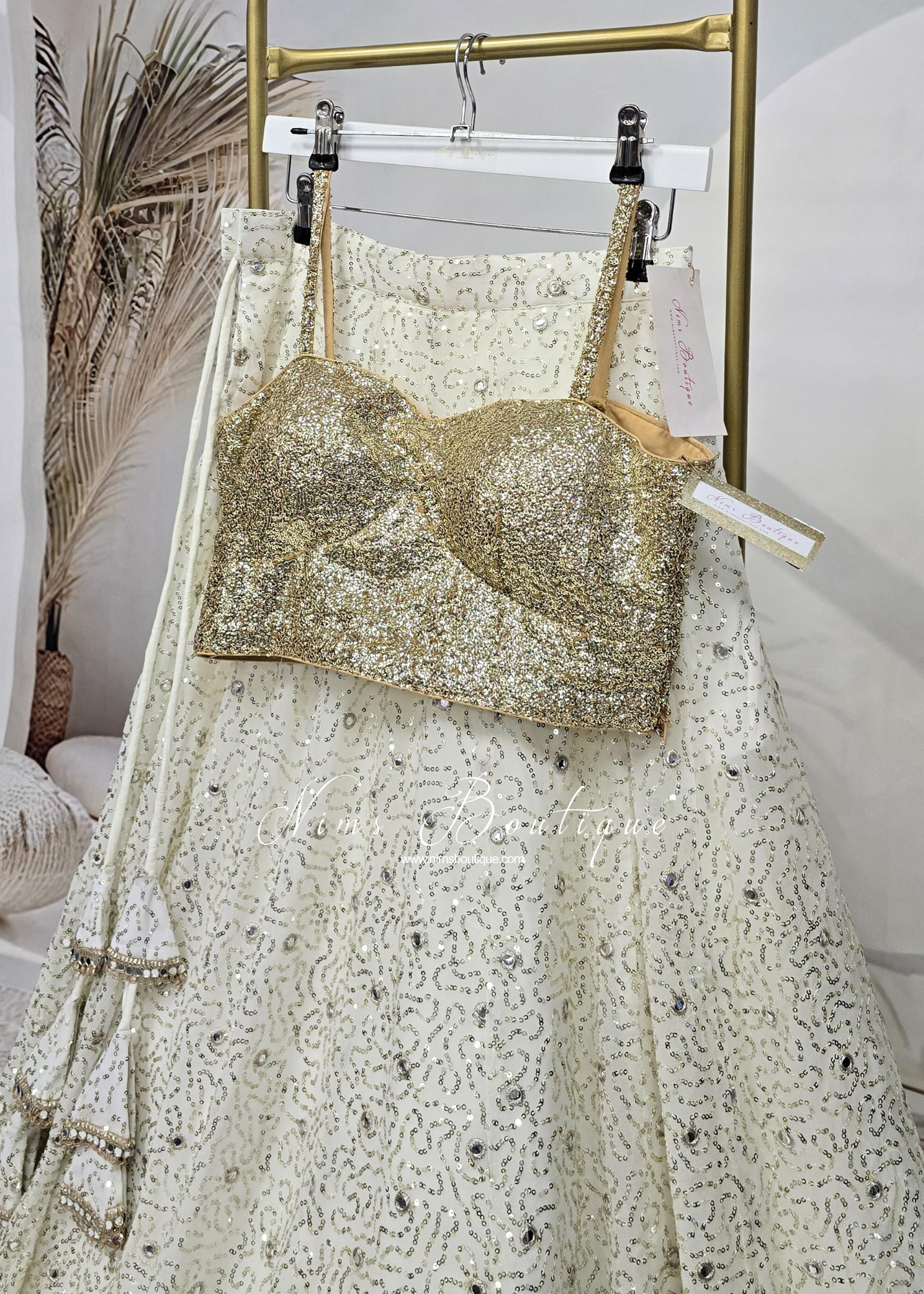 Arya Ivory & Gold Sequin Luxury Skirt (sizes 4-14)