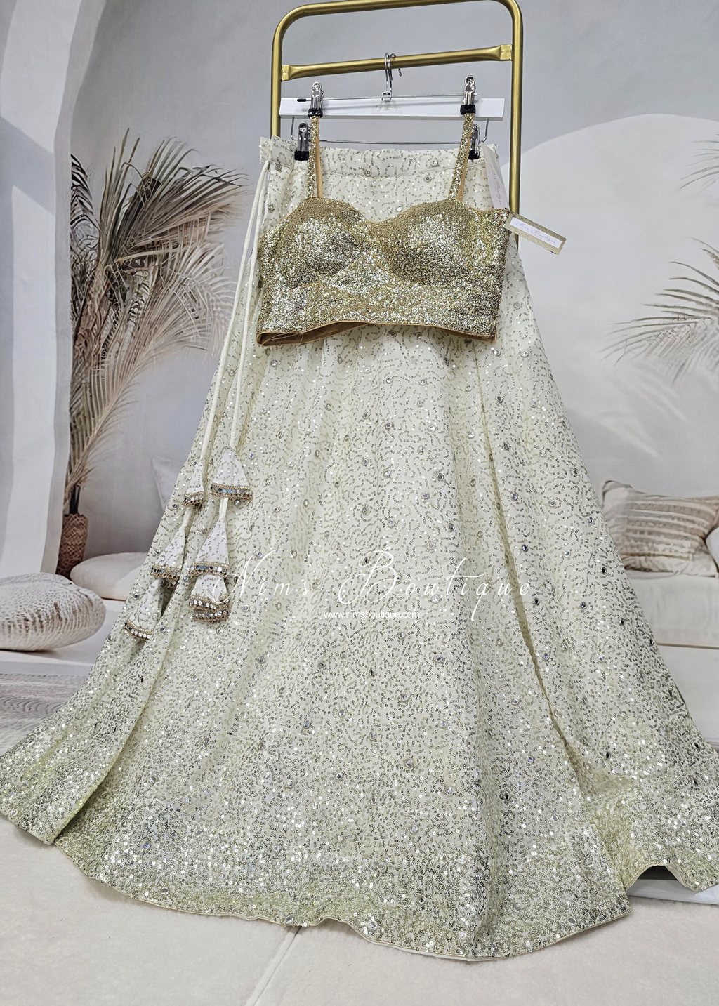 Arya Ivory & Gold Sequin Luxury Skirt (sizes 4-14)