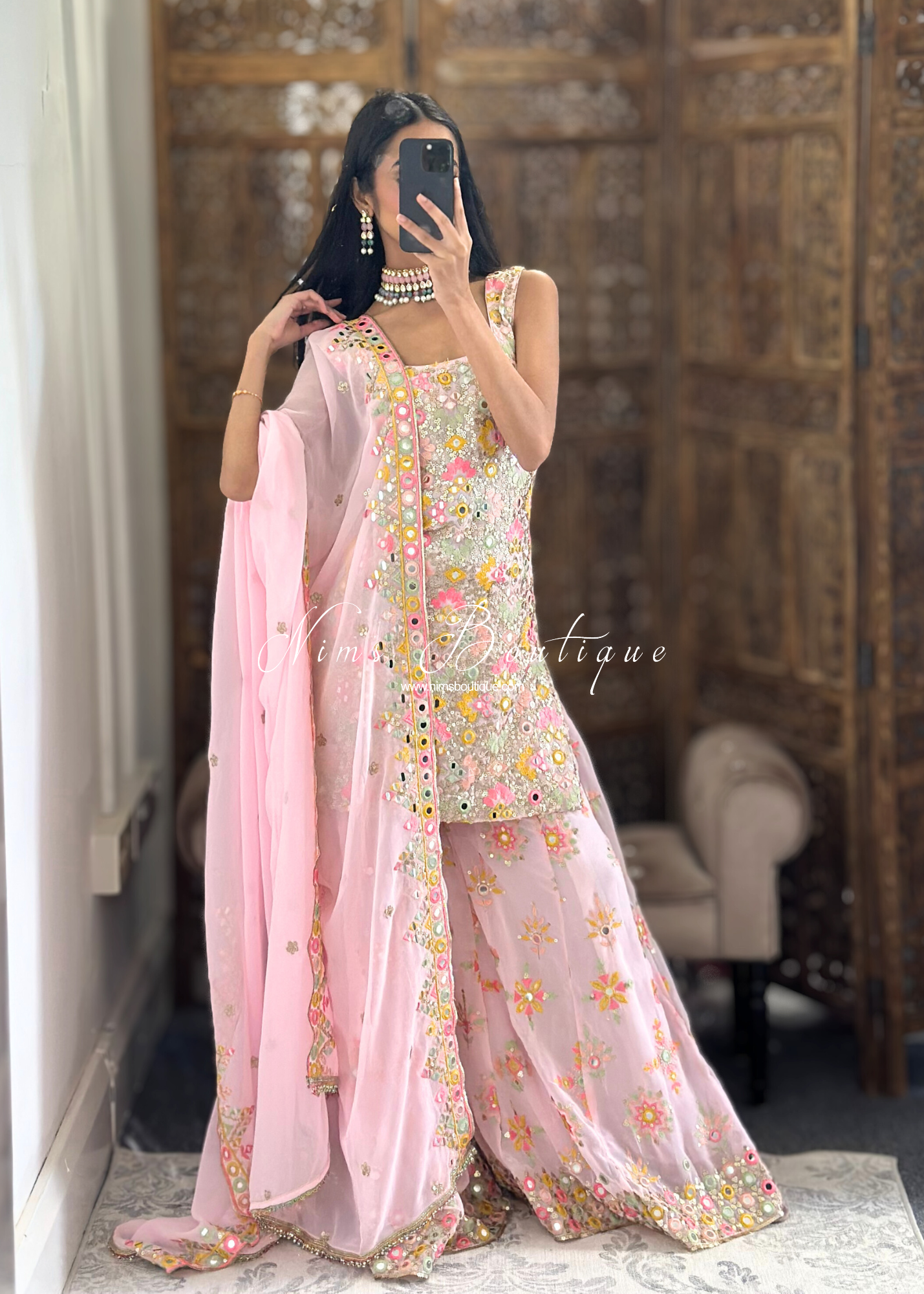 Cienna Luxury Pink Pastel Sleeveless Sharara Suit (4-18)