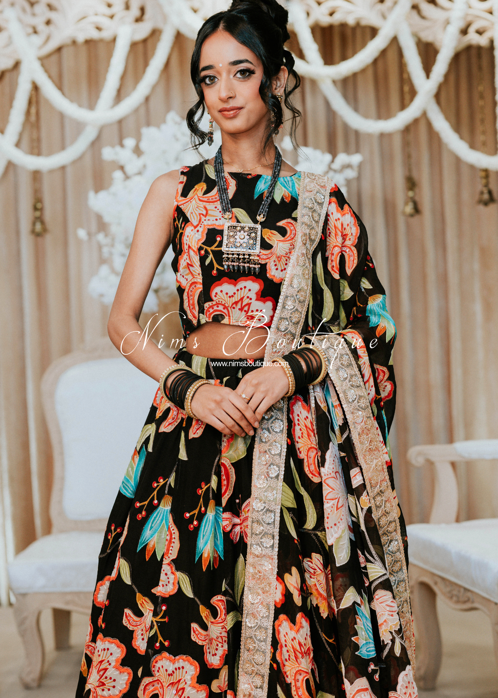 Lillianna Black Brights Floral Blouse