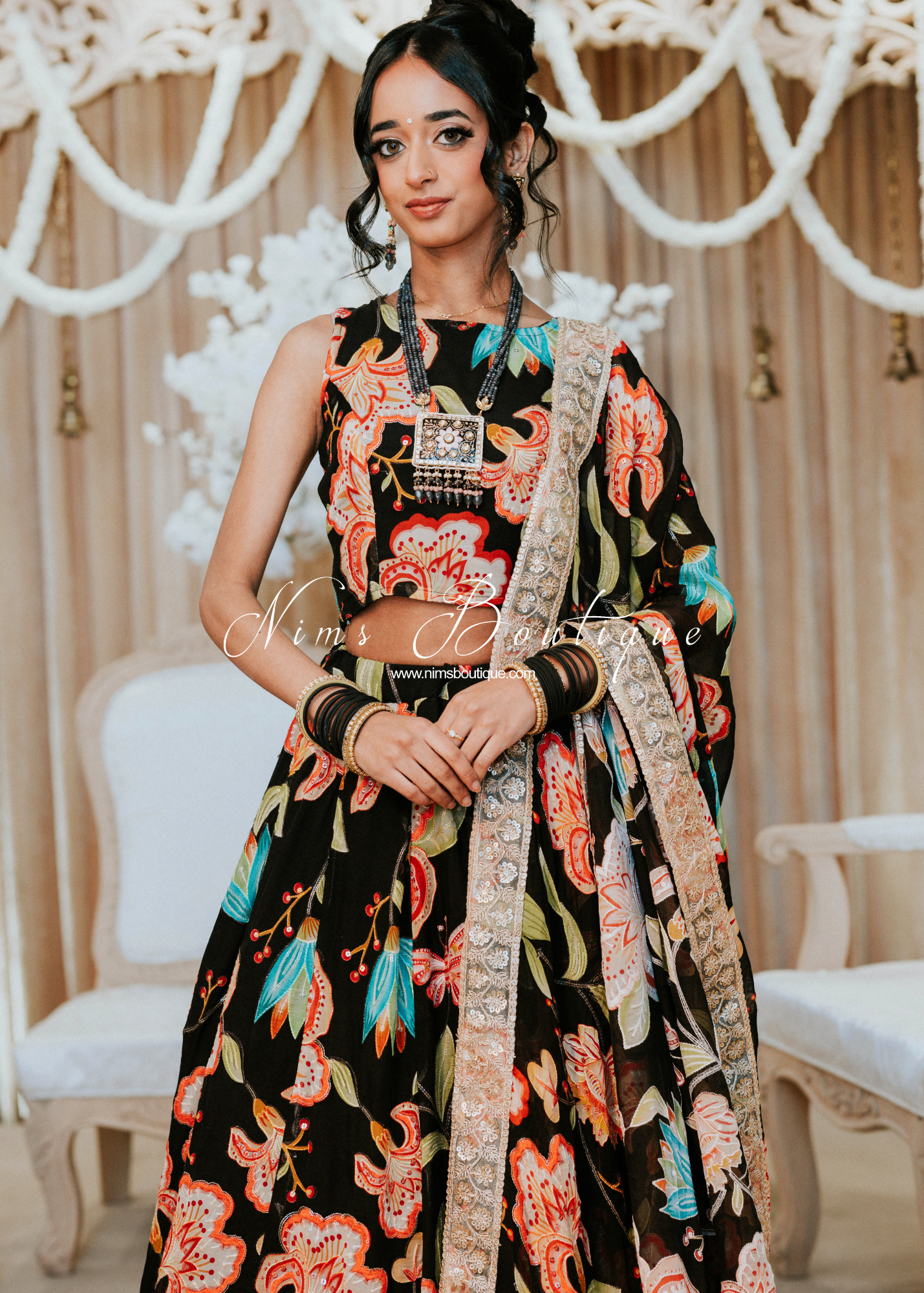 Lillianna Black Brights Floral Blouse