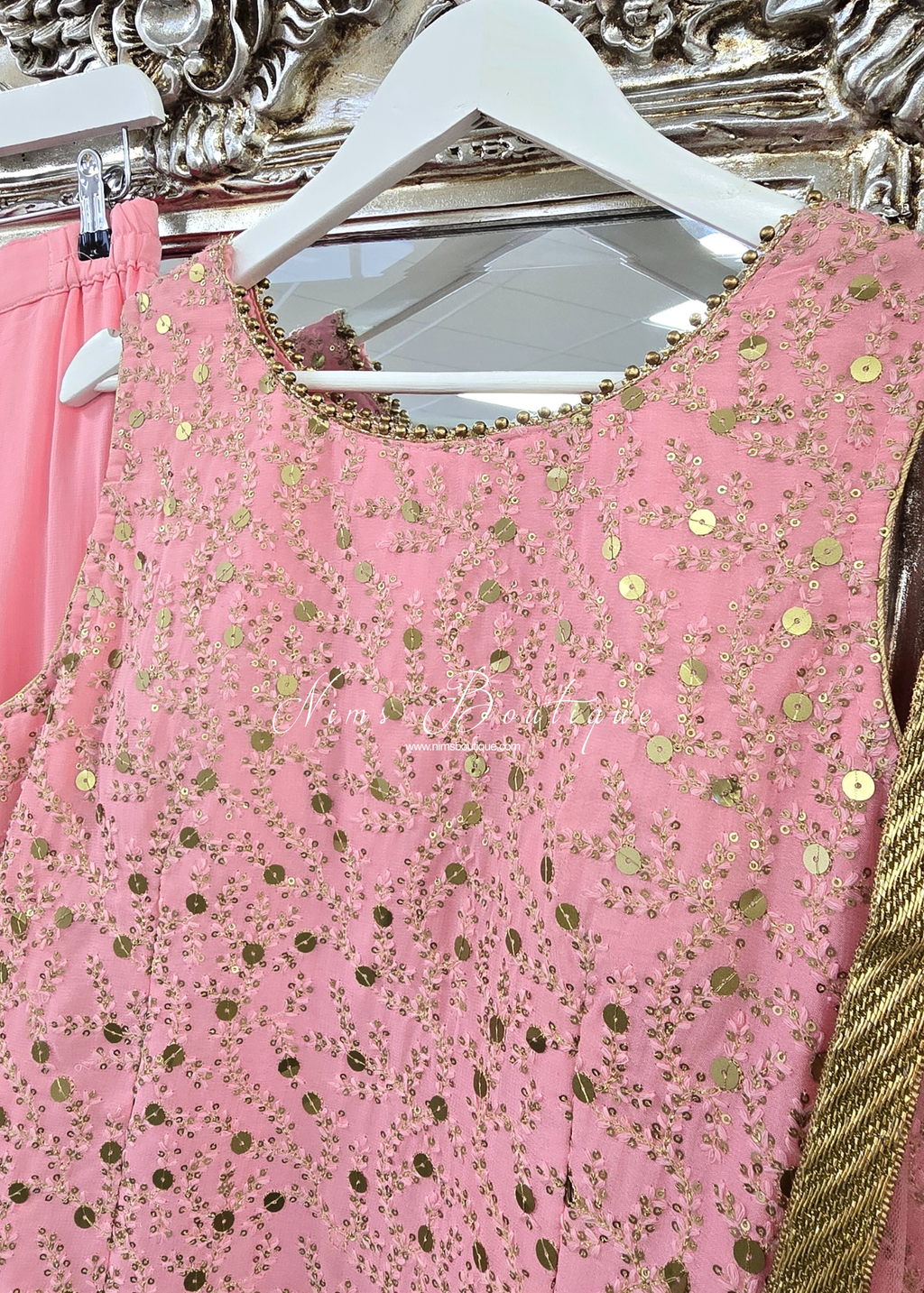 Pink Sequin Gharara Suit (size 12-14)