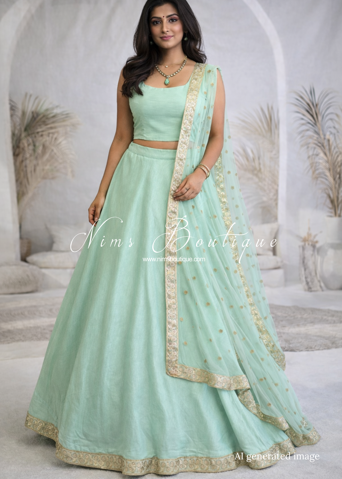Saloni Readymade Mint Green Raw Silk skirt/lehnga (sizes 4-20)