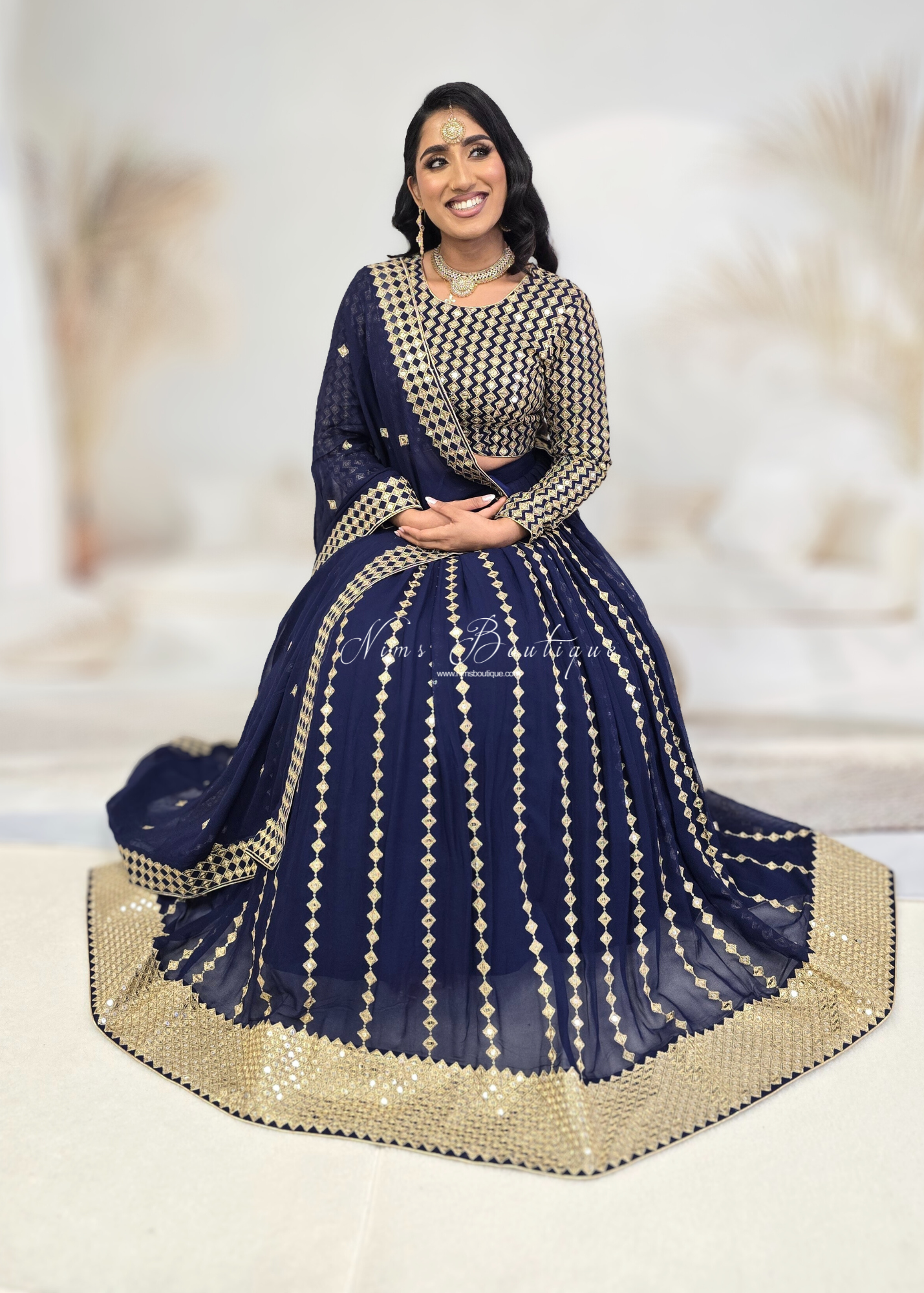 Karina Luxury Navy & Gold Lehnga (sizes 6-14)