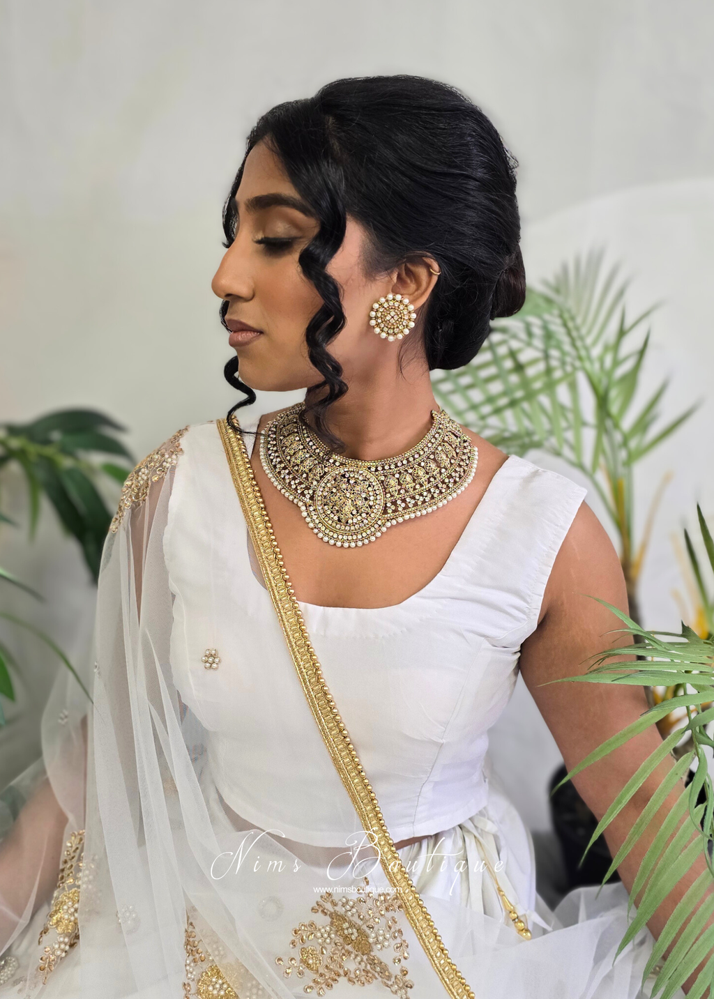 Madhubala Antique Gold & Pearl Statement necklace