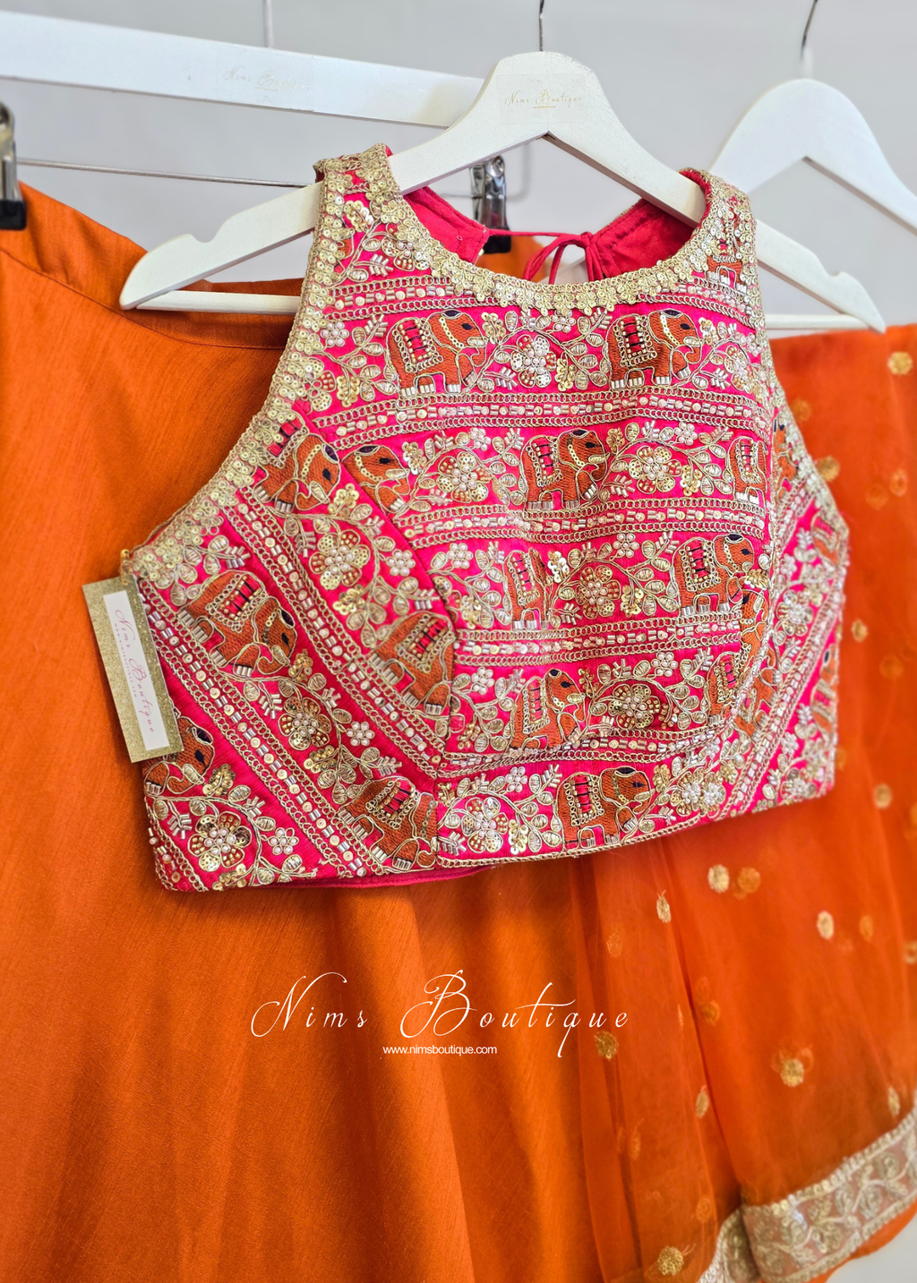 Serena Luxury Elephant Embroidered Pink Blouse (one size)