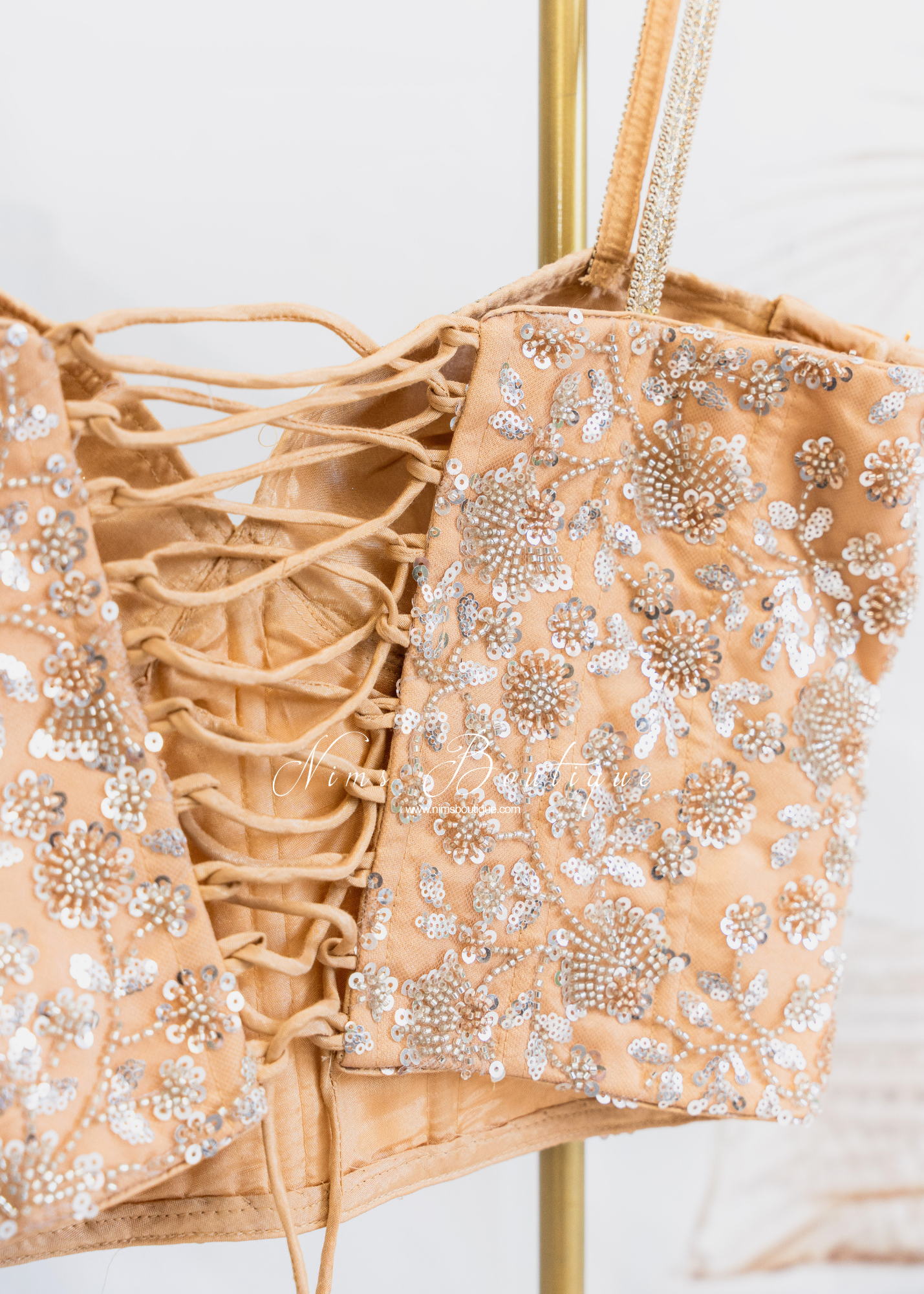 Luna Luxury Gold Sequin Corset Blouse (one size)