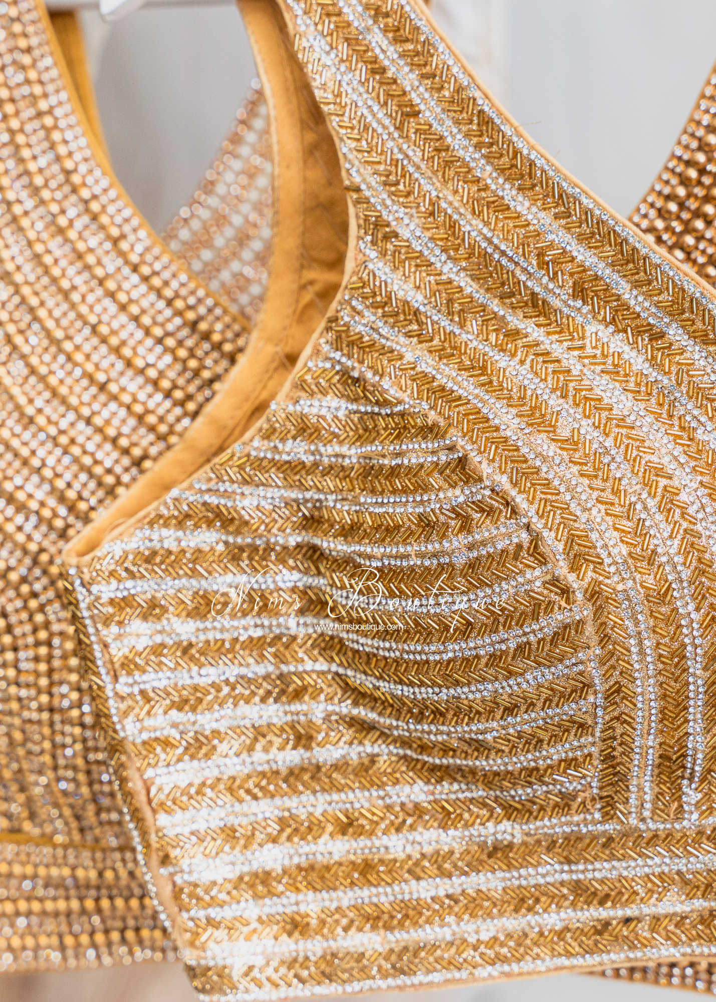 Isla NB Luxury Gold & Diamonte Bead Blouse (one size)