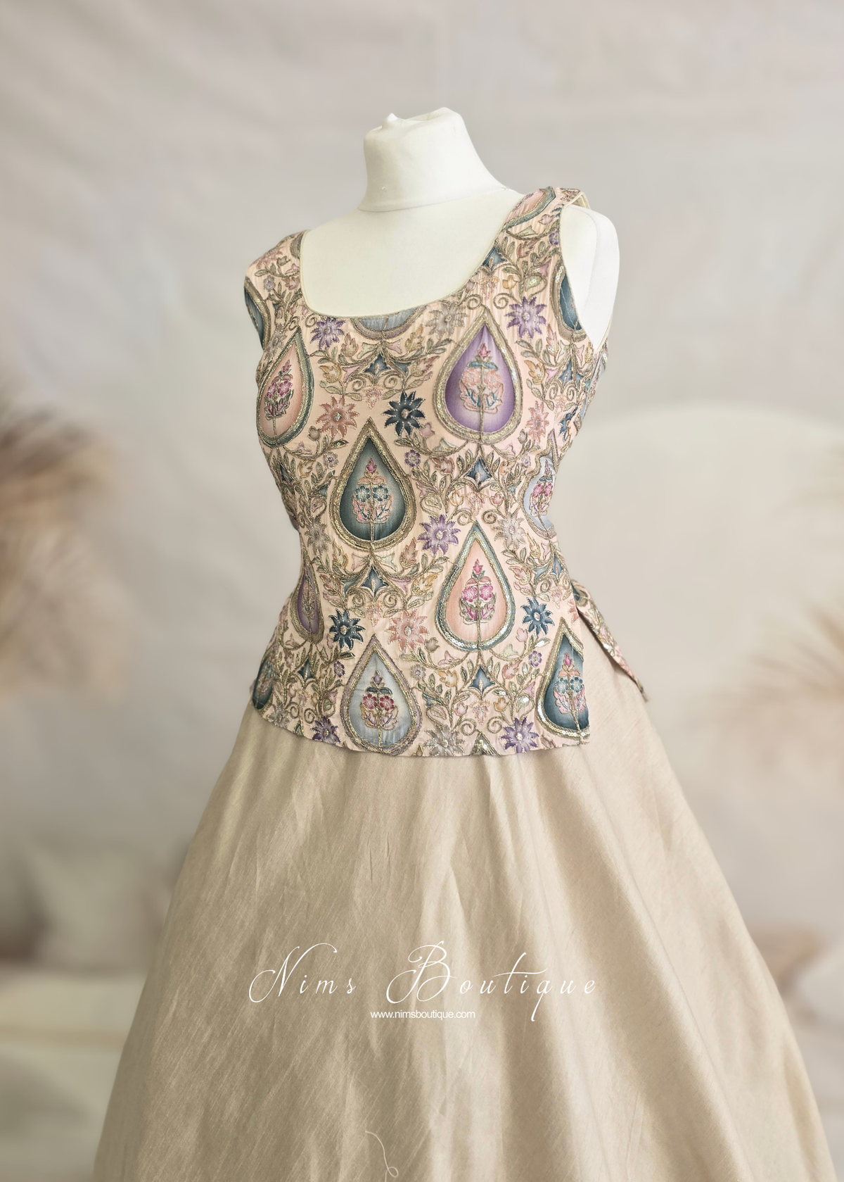 Hema Ivory Printed & Embroidered Long Blouse (10-12)