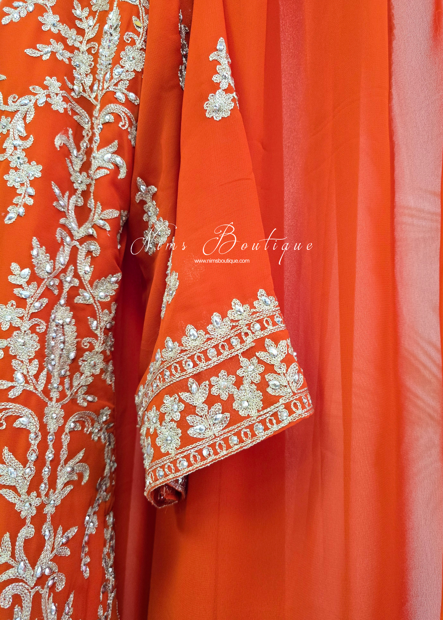 Orange Embroidered Trouser Suit (size 16)