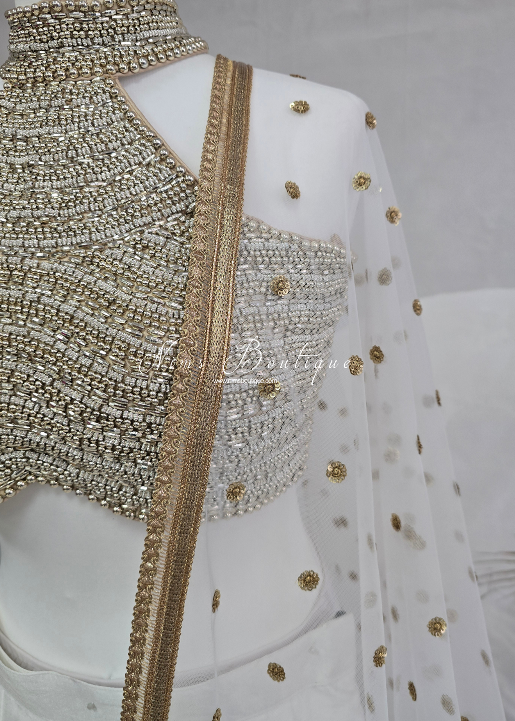 Luxury White Net Sequin Dupatta/Chunni