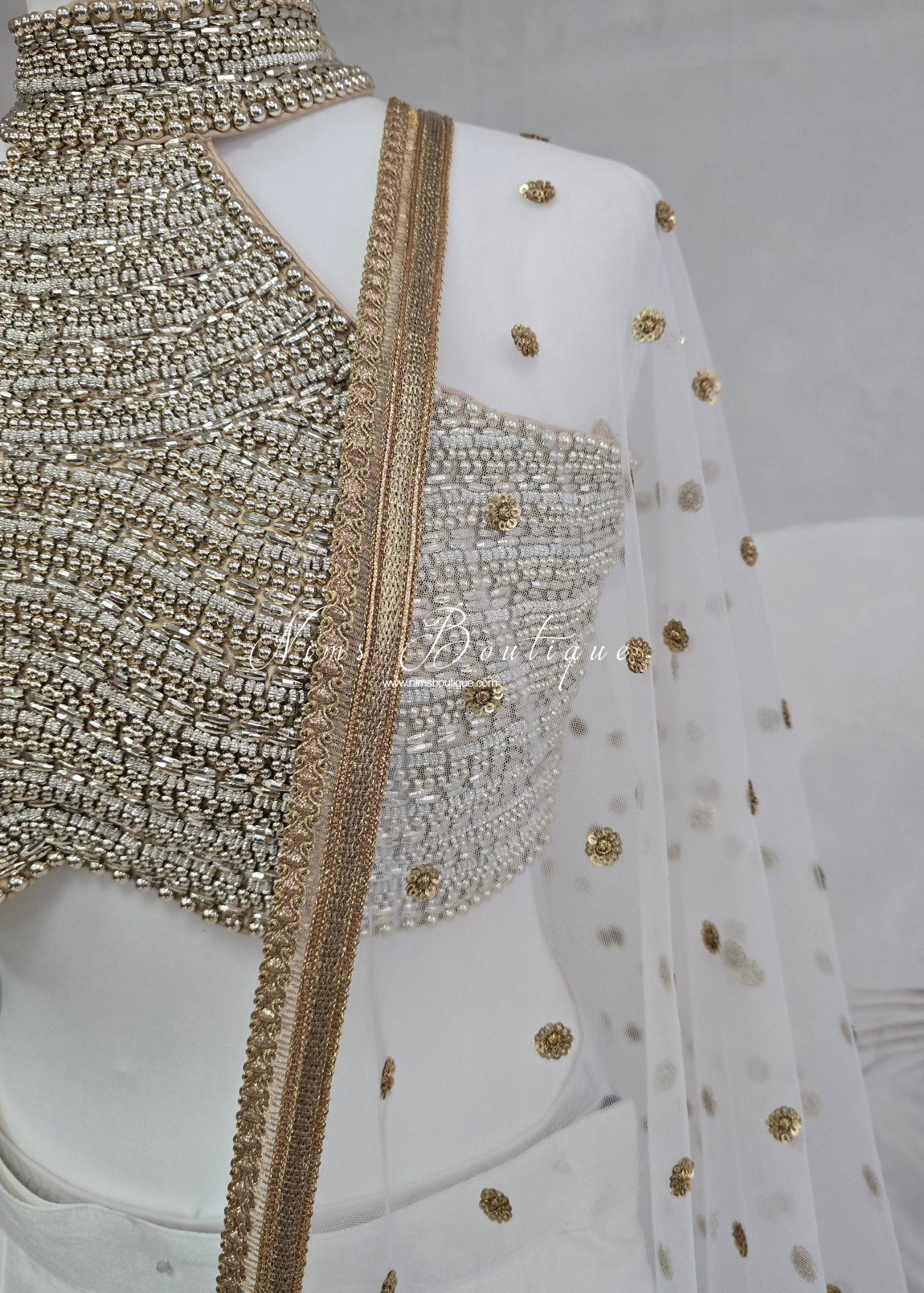 Luxury White Net Sequin Dupatta/Chunni