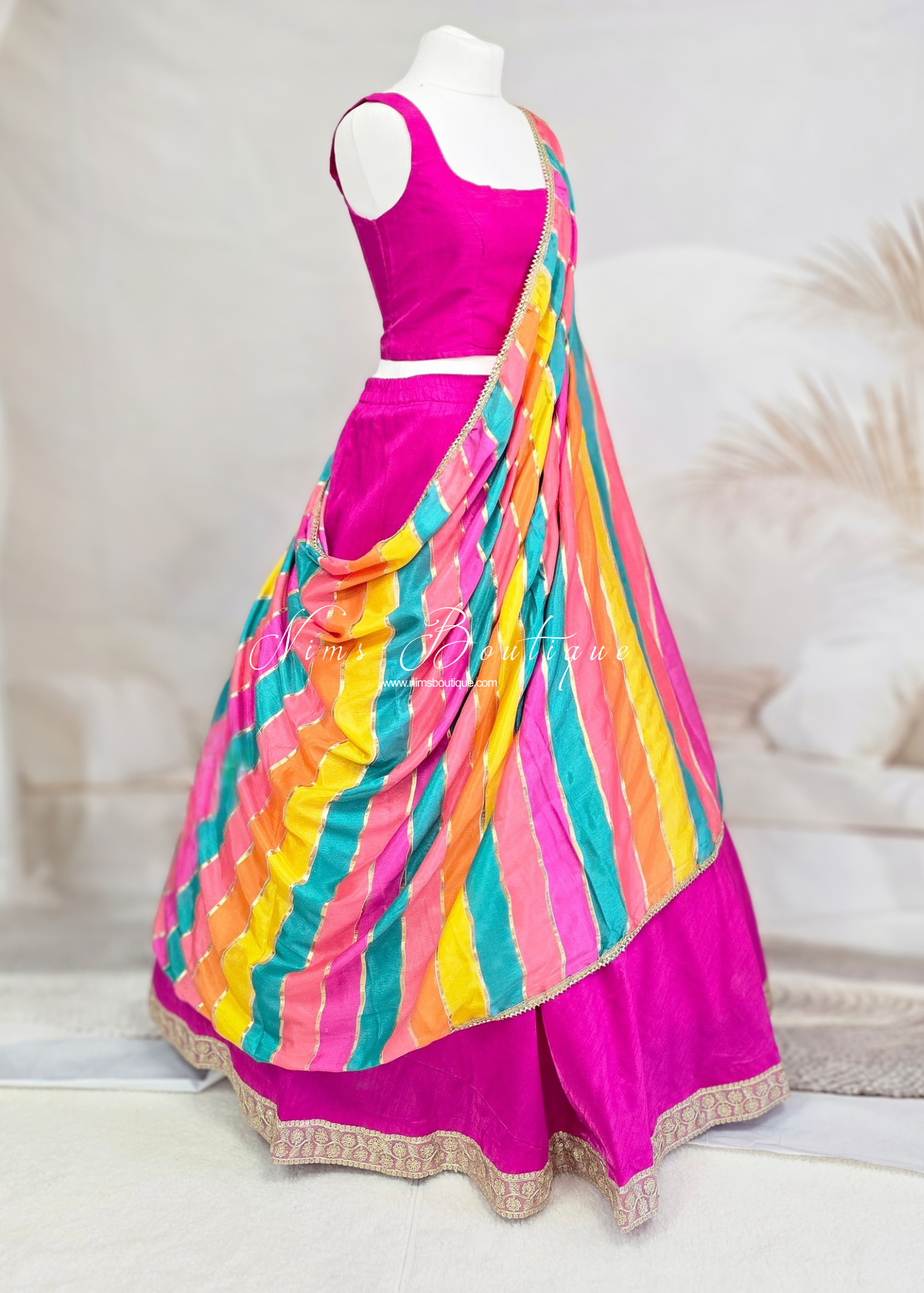 Saloni Sleeveless Hot Pink Raw Silk Blouse (4-20)