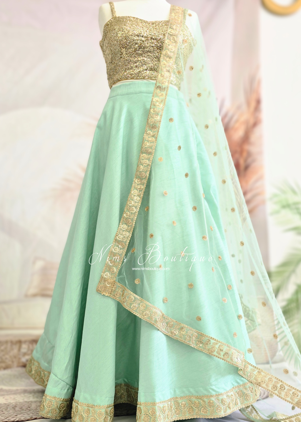 Saloni Readymade Mint Green Raw Silk skirt/lehnga (sizes 4-20)