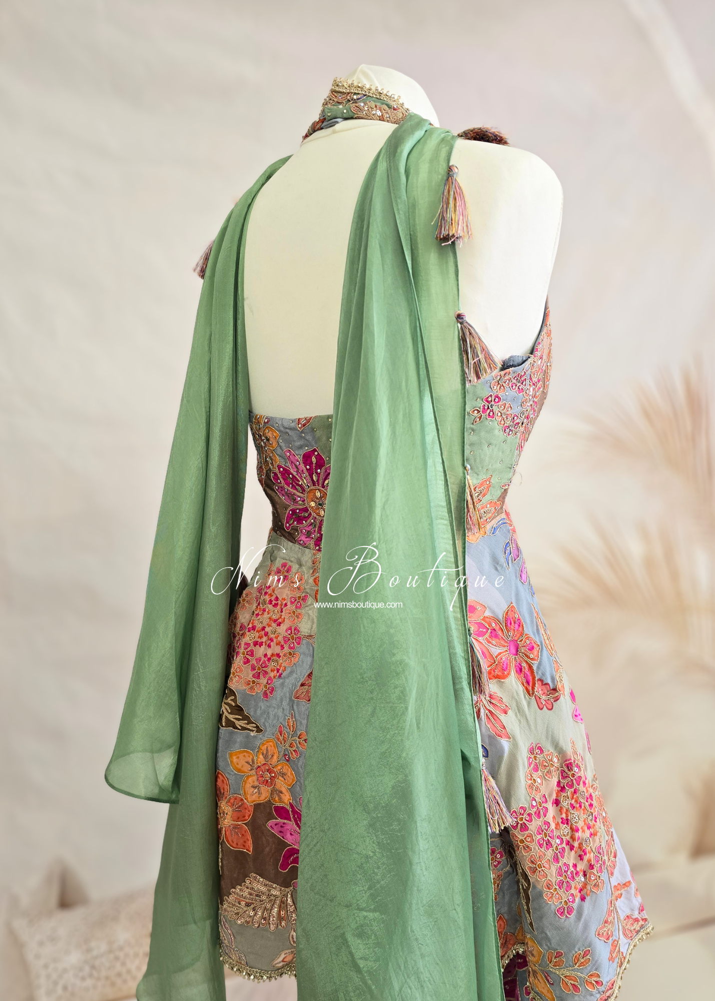 Luxury Halterneck Embellished Gharara Suit (size 12)