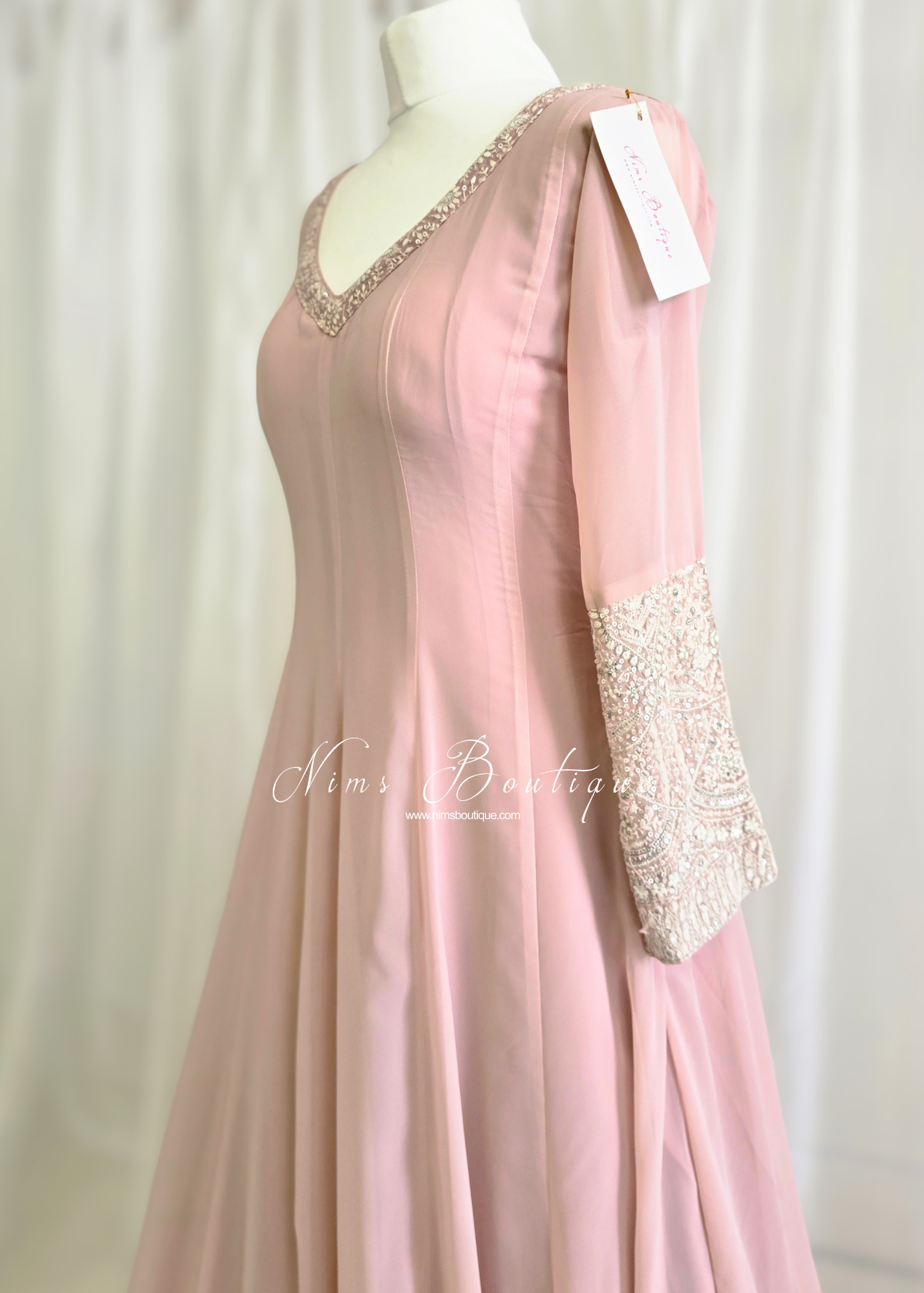 Pastel Long Embroidered Gown (size 10-12)