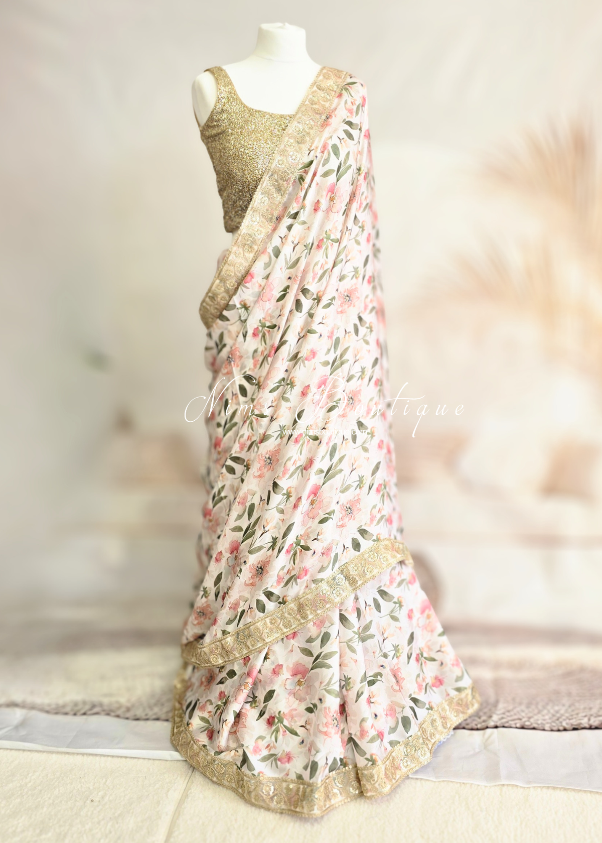 Olivia Satin Floral Organza Saree