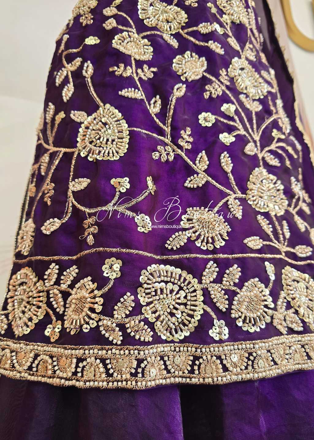 Purple Pearl Embroidered Sharara Suit (Size 10-12)