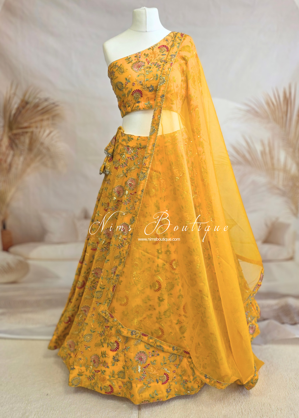 Amrita Yellow Multicolour One Shoulder Lehnga (sizes 6-18)