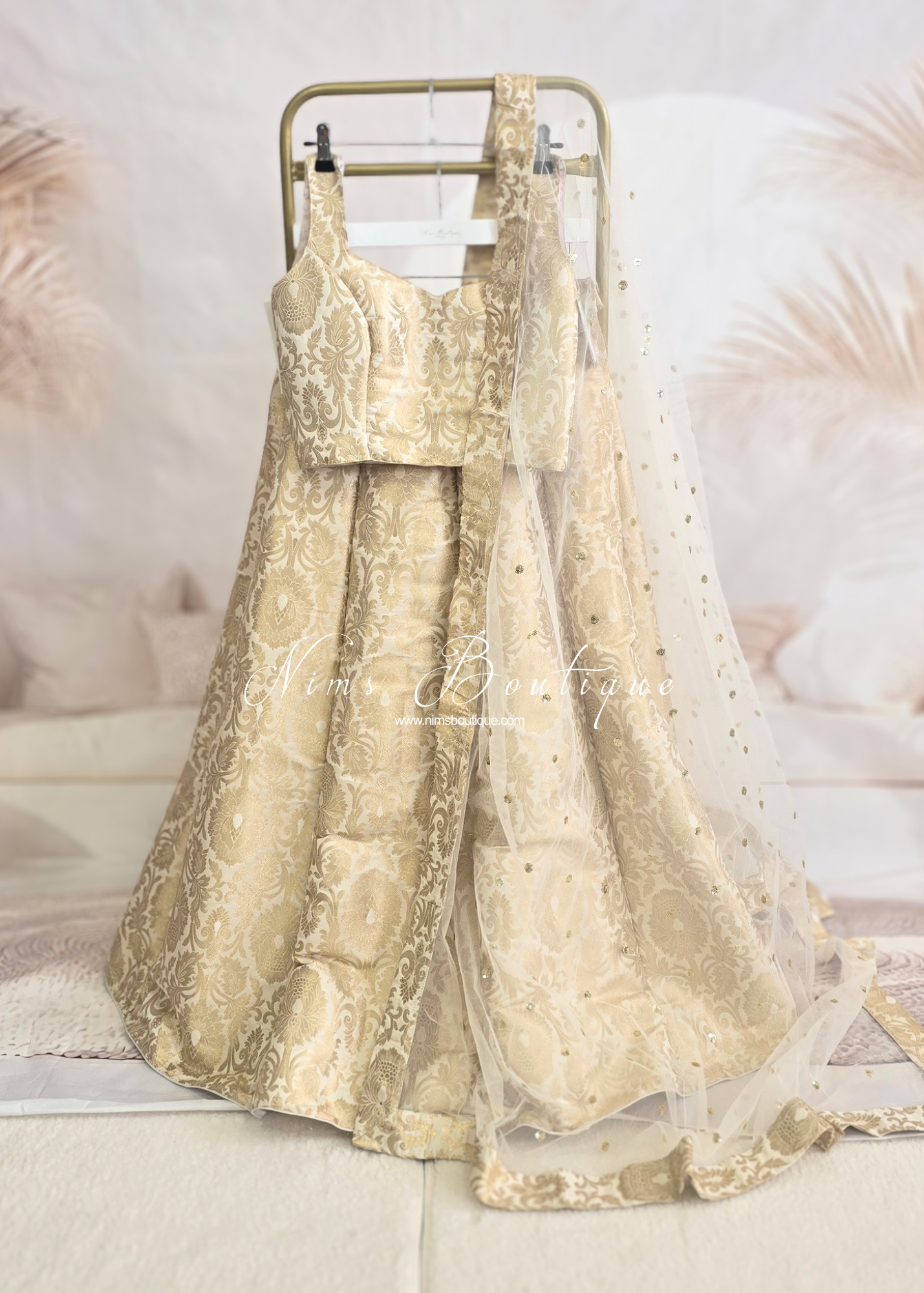 Ivory Brocade & Net Sequin Dupatta/Chunni