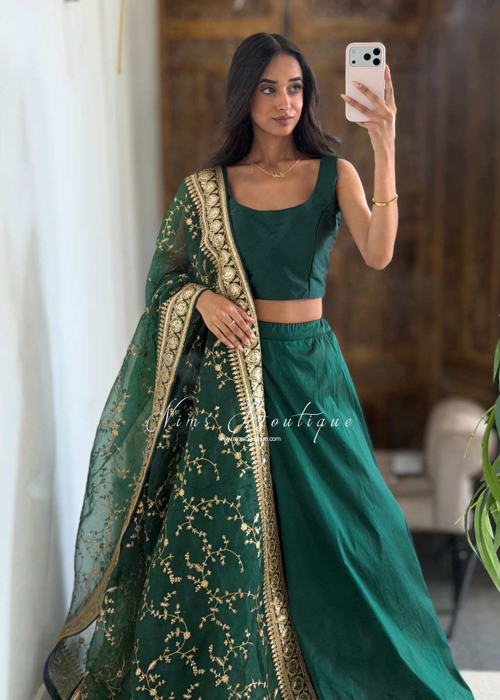 Readymade Dark Green Silk skirt/lehnga (sizes 4-20)