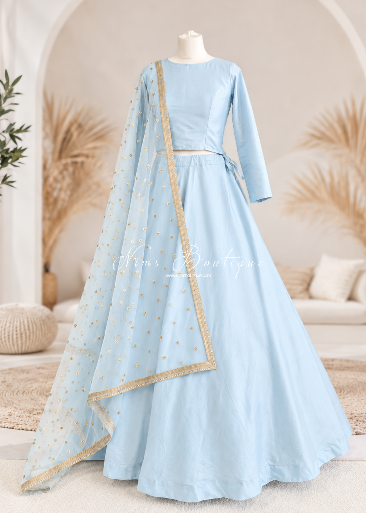 Readymade Light Blue Silk skirt/lehnga (sizes 4-12)