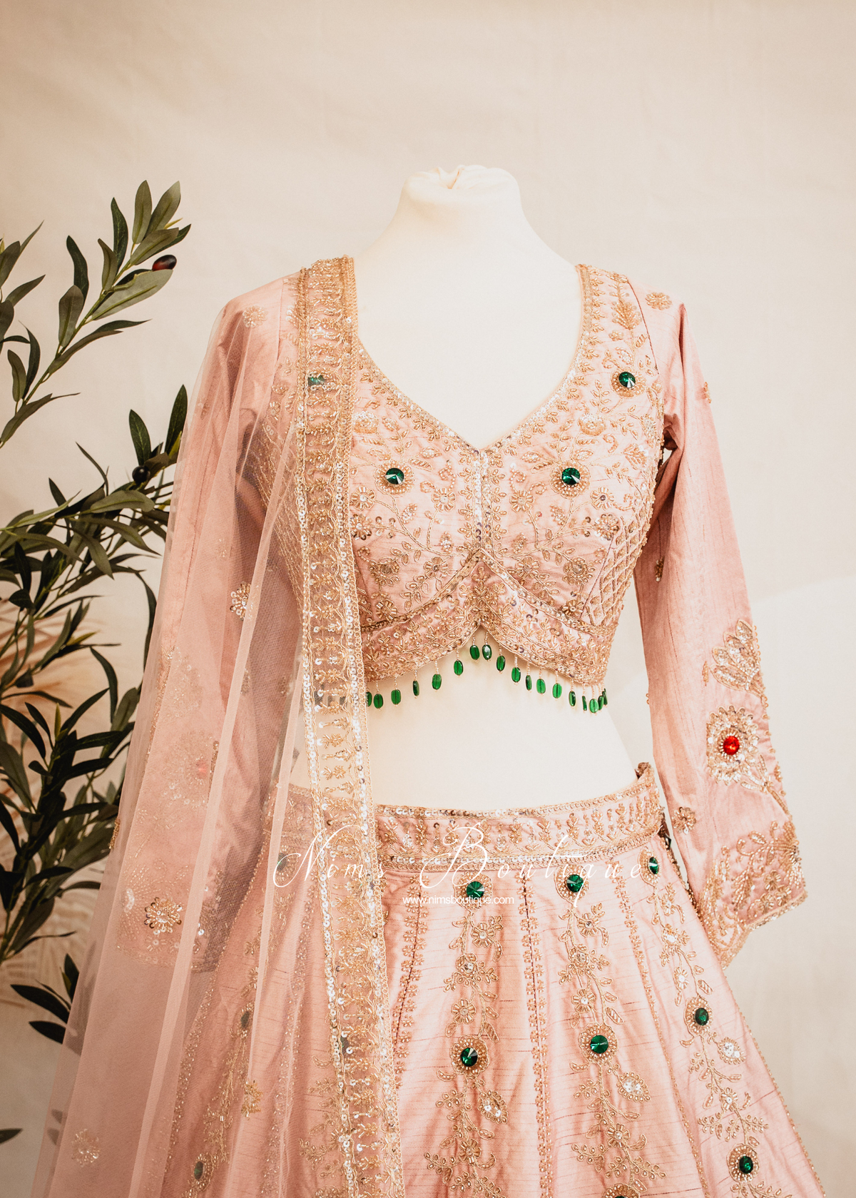 Luxury Blush Pink Raw Silk Lehenga (size 12)