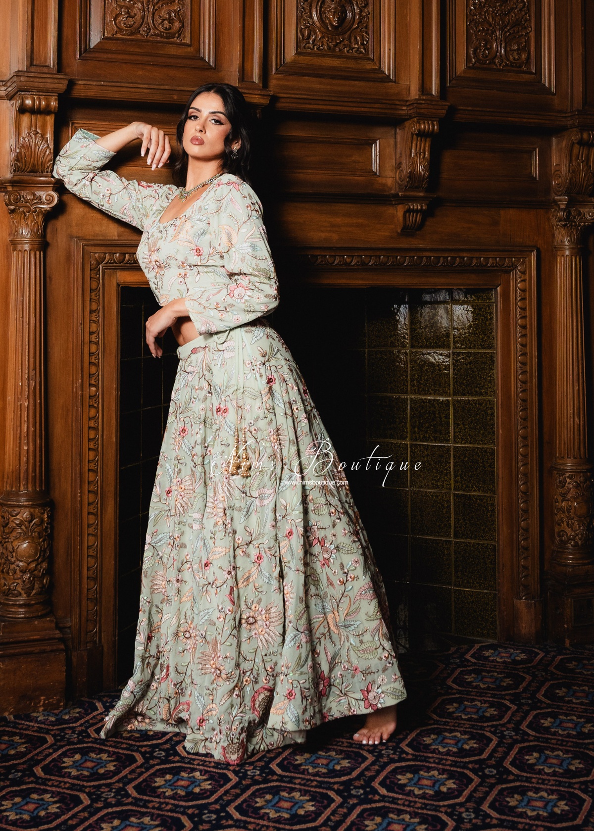Luxury Sarika Pistachio Green Long Sleeve Blouse (size 10-26)