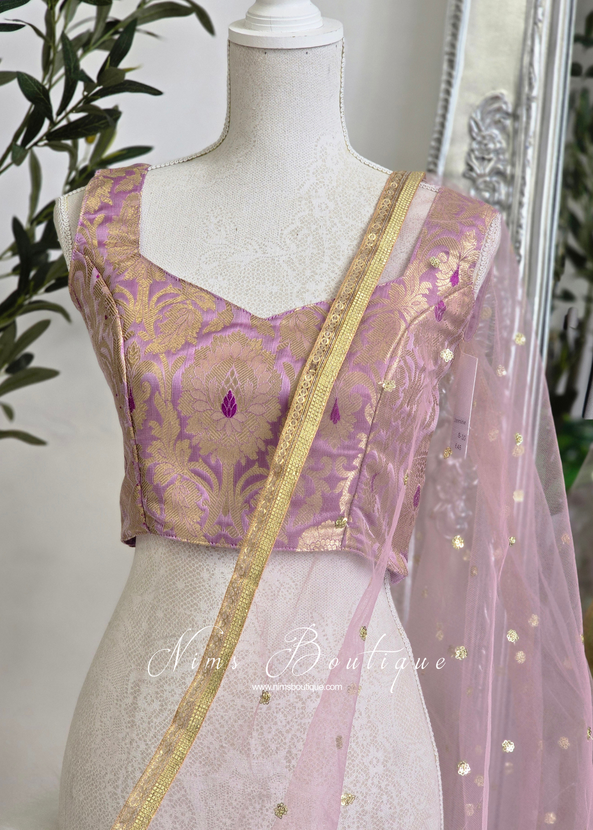 NB Dusky Lilac/Mauve Net Sequin Dupatta/Chunni