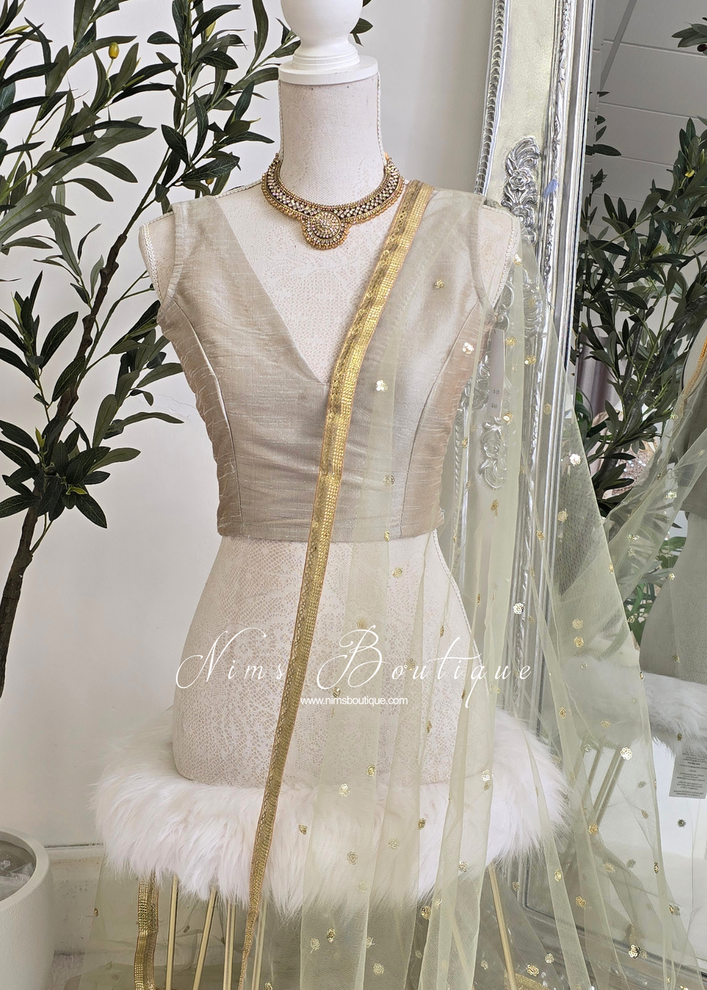 NB Sage Net Sequin Dupatta/Chunni